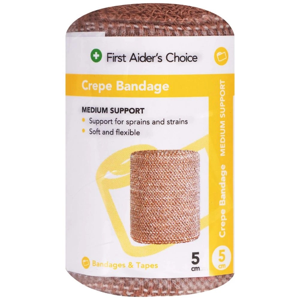1 First Aiders Choice Medium Support Crepe Bandage 5cm, 1 of 2