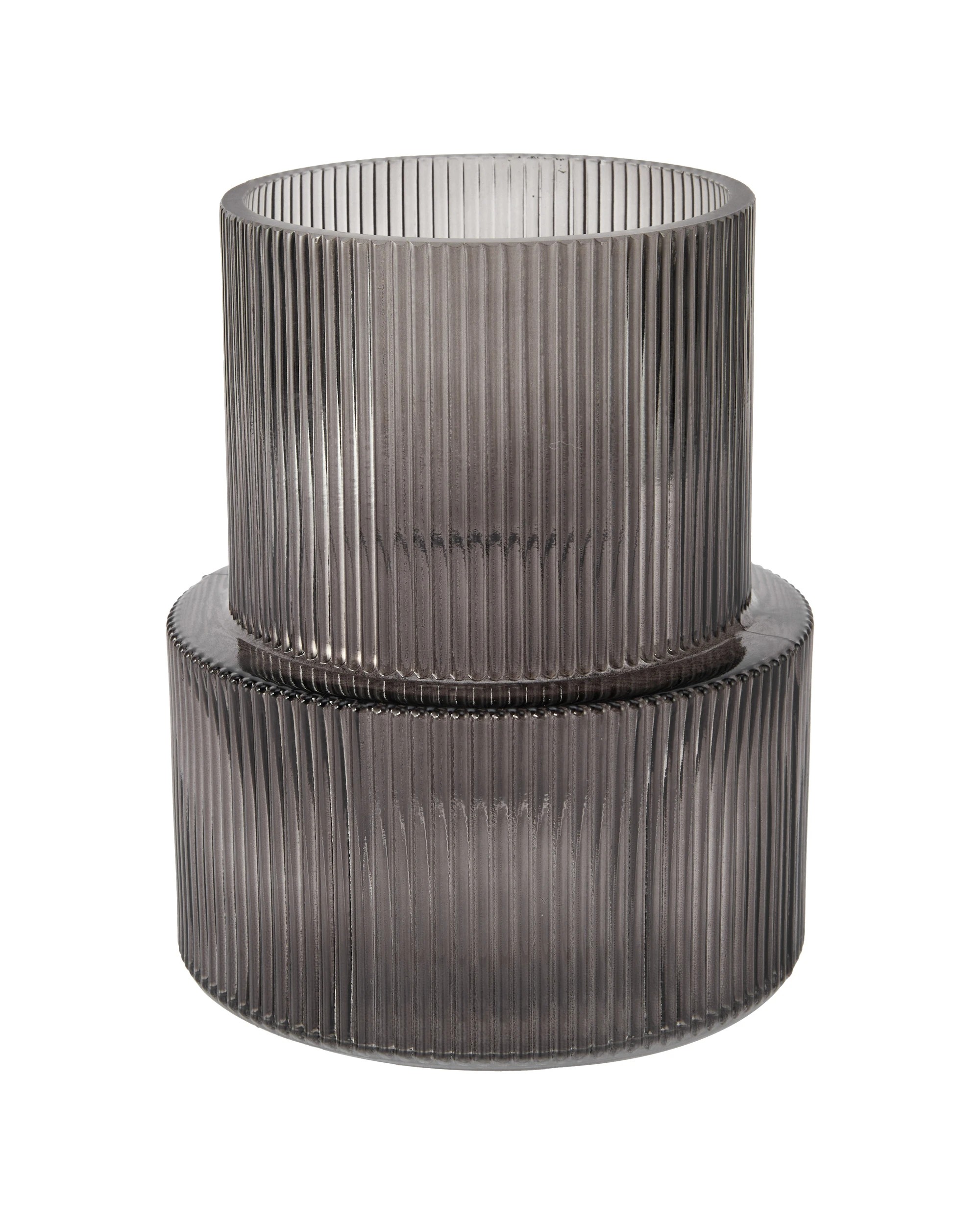 3 Ribbed Smoke Glass Vase, 3 of 5
