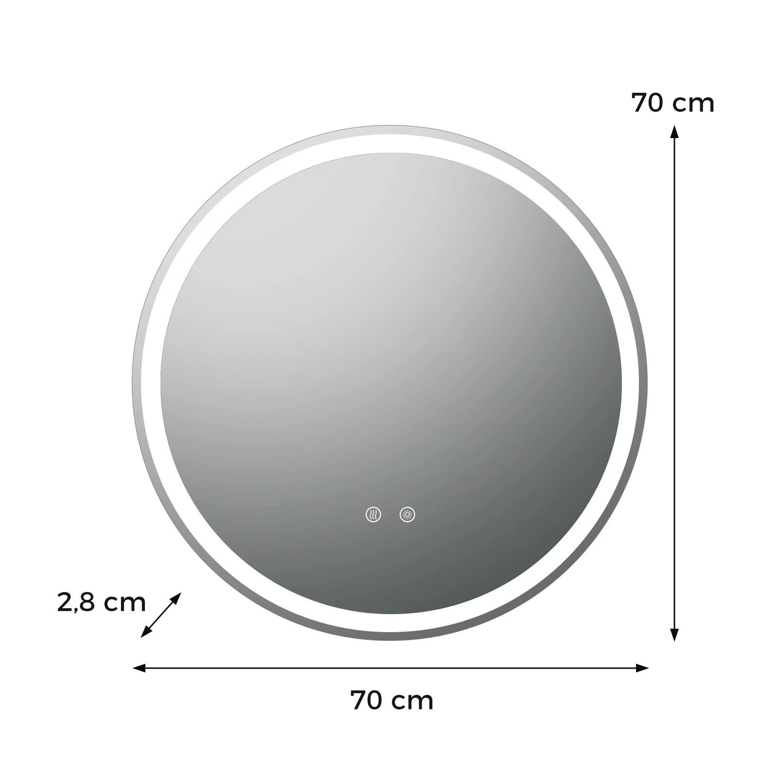 2 Costway 70cm Round LED Bathroom Mirror Wall-mounted Backlit Vanity Mirror, 2 of 6