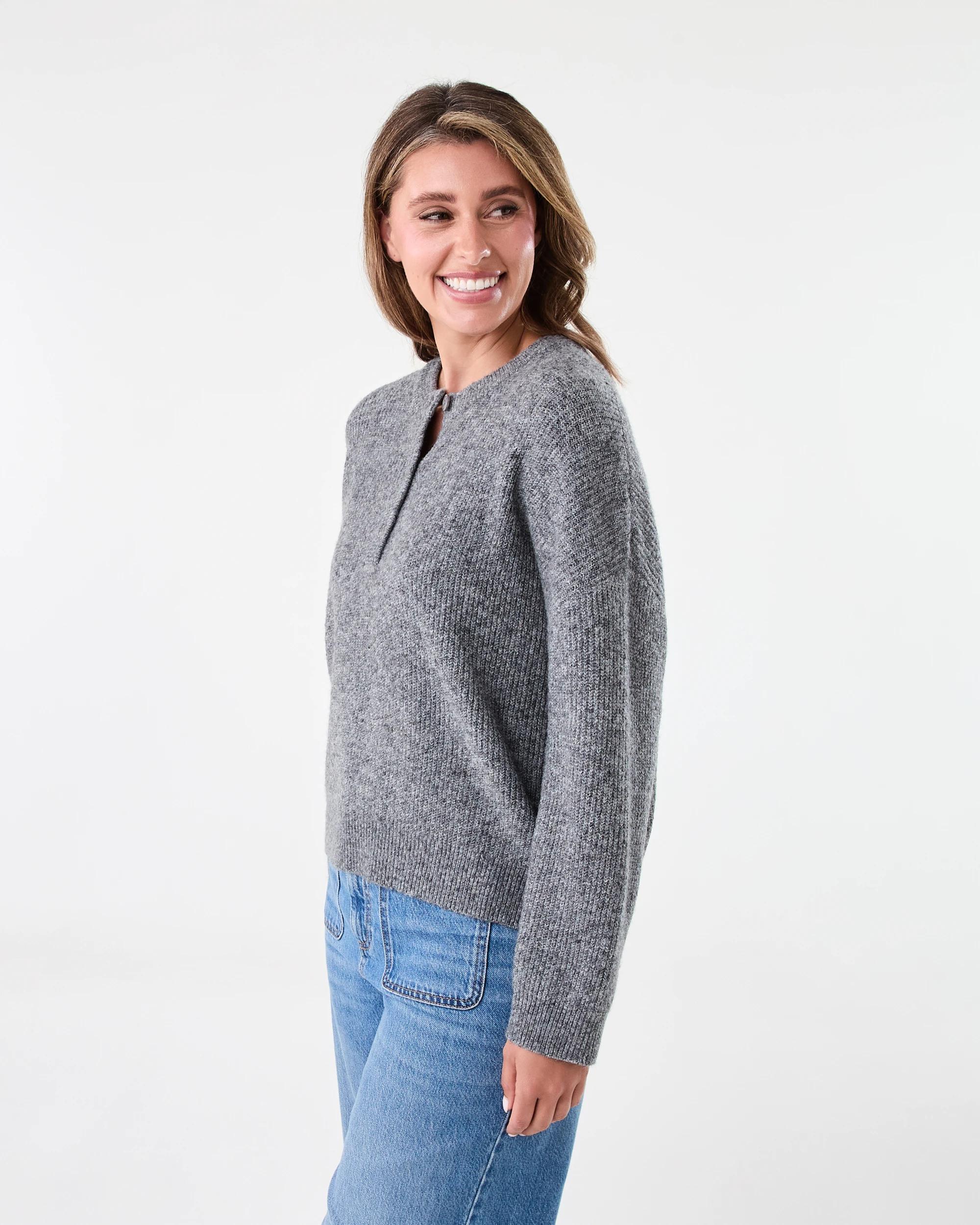 2 Quarter Button Jumper Gry Chmrle, 2 of 6