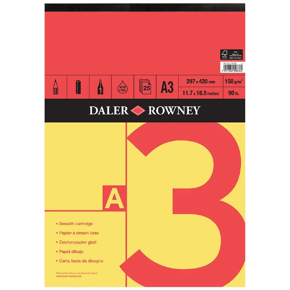 1 Daler-Rowney Cartridge Pad 150gsm 25 Sheets A3, 1 of 1