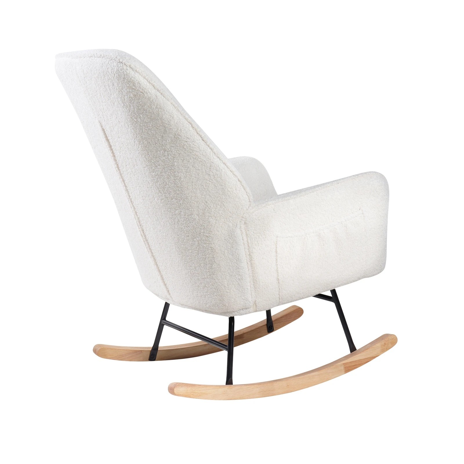 9 Oikiture Rocking Chair Nursing Armchair Sherpa Accent Chairs Upholstered - White, 9 of 10