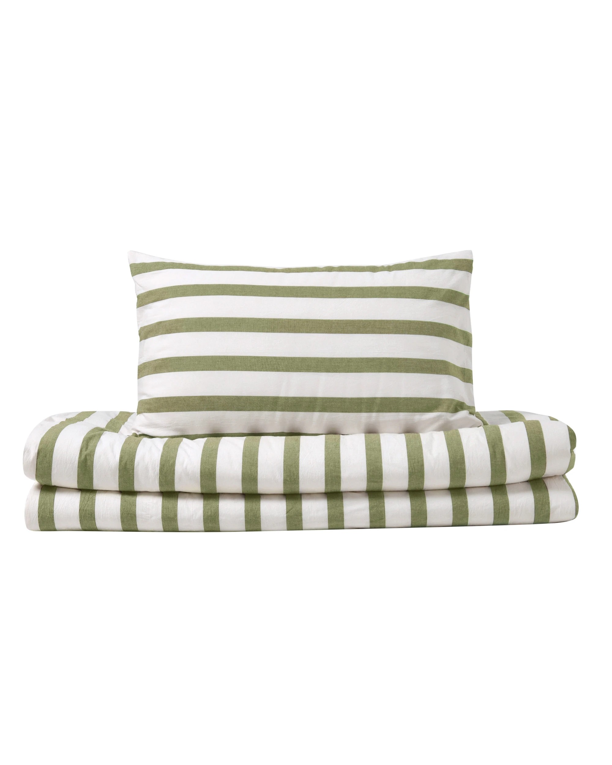 6 Dreamaker Cove Yarn Dyed Washed Cotton Striped Quilt Cover Set - Single Bed - Olive, 6 of 7