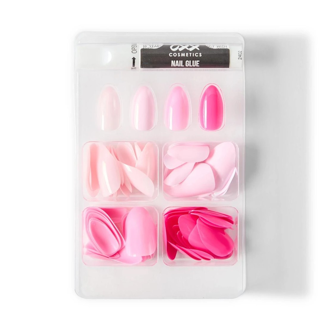 3 OXX Cosmetics 100 Pack Artificial Nails with Adhesive - Almond Shape, Pink, 3 of 6