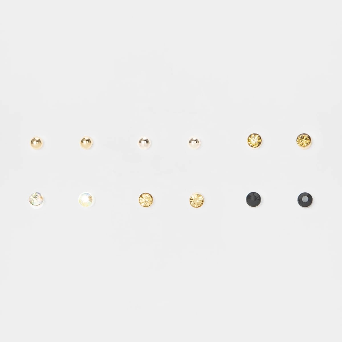 1 6 Pack Small Crystal Stud Earrings - Neutral, 1 of 4