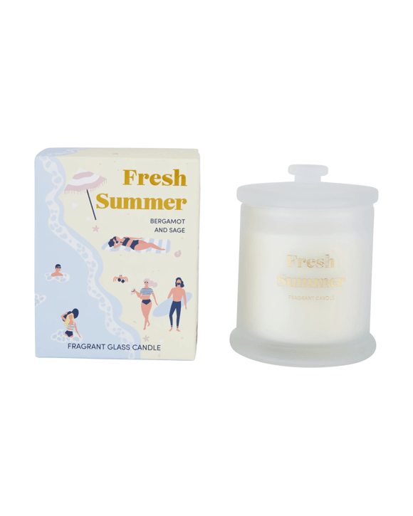 Fresh Summer Bergamot and Sage Fragrant Glass Boxed Candle