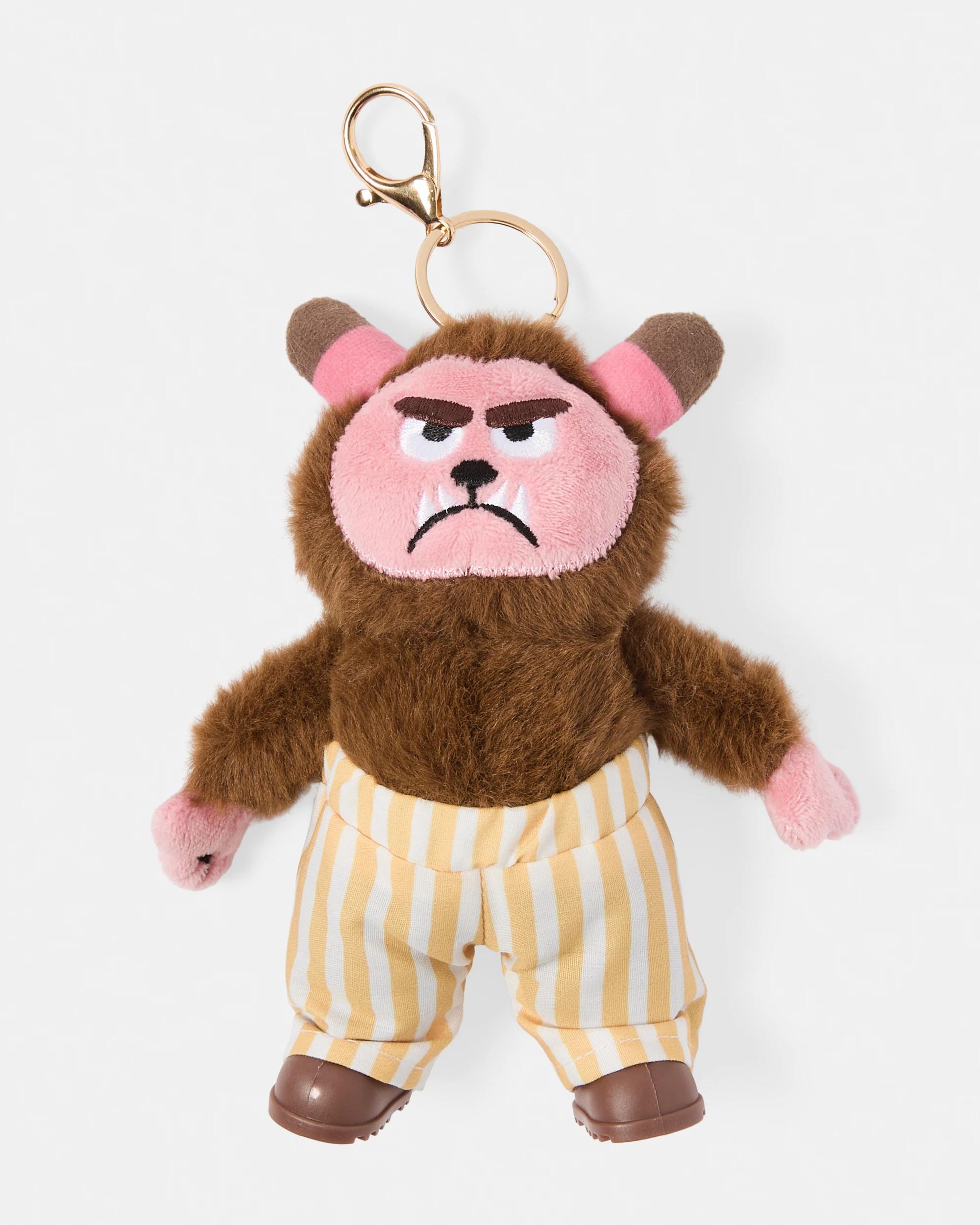 1 Shorts Monster Charm Keyring - Brown, Pink and Gold Tone Brown, 1 of 3