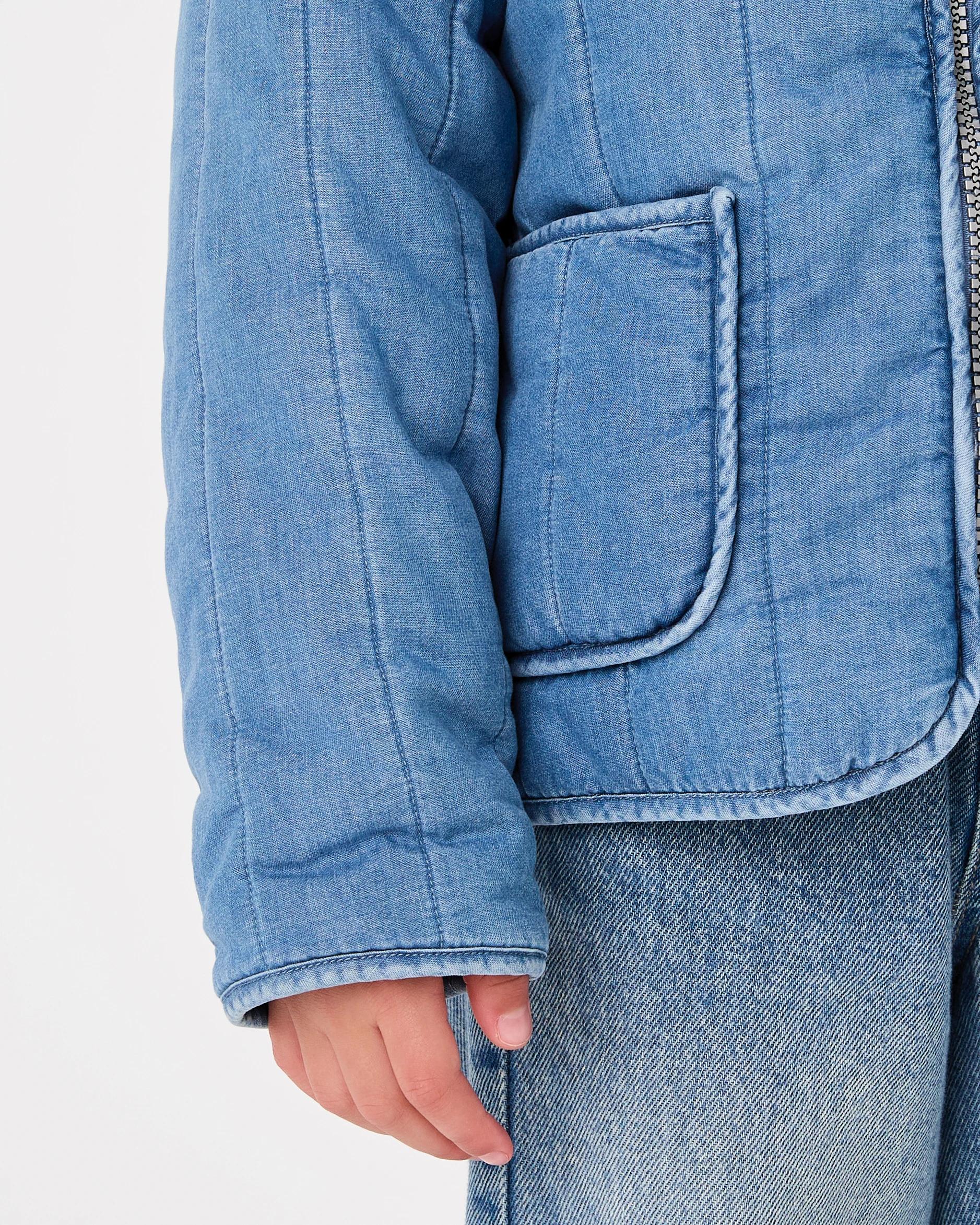 6 Chambray Padded Jacket Mid Denim, 6 of 8