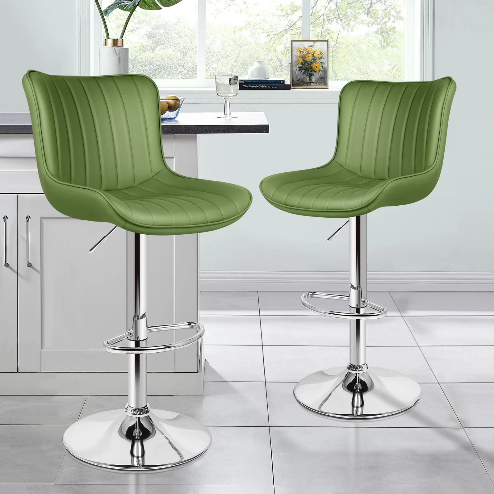 3 Alfordson 2x Bar Stools Bar Chairs Avocado - Green, 3 of 10