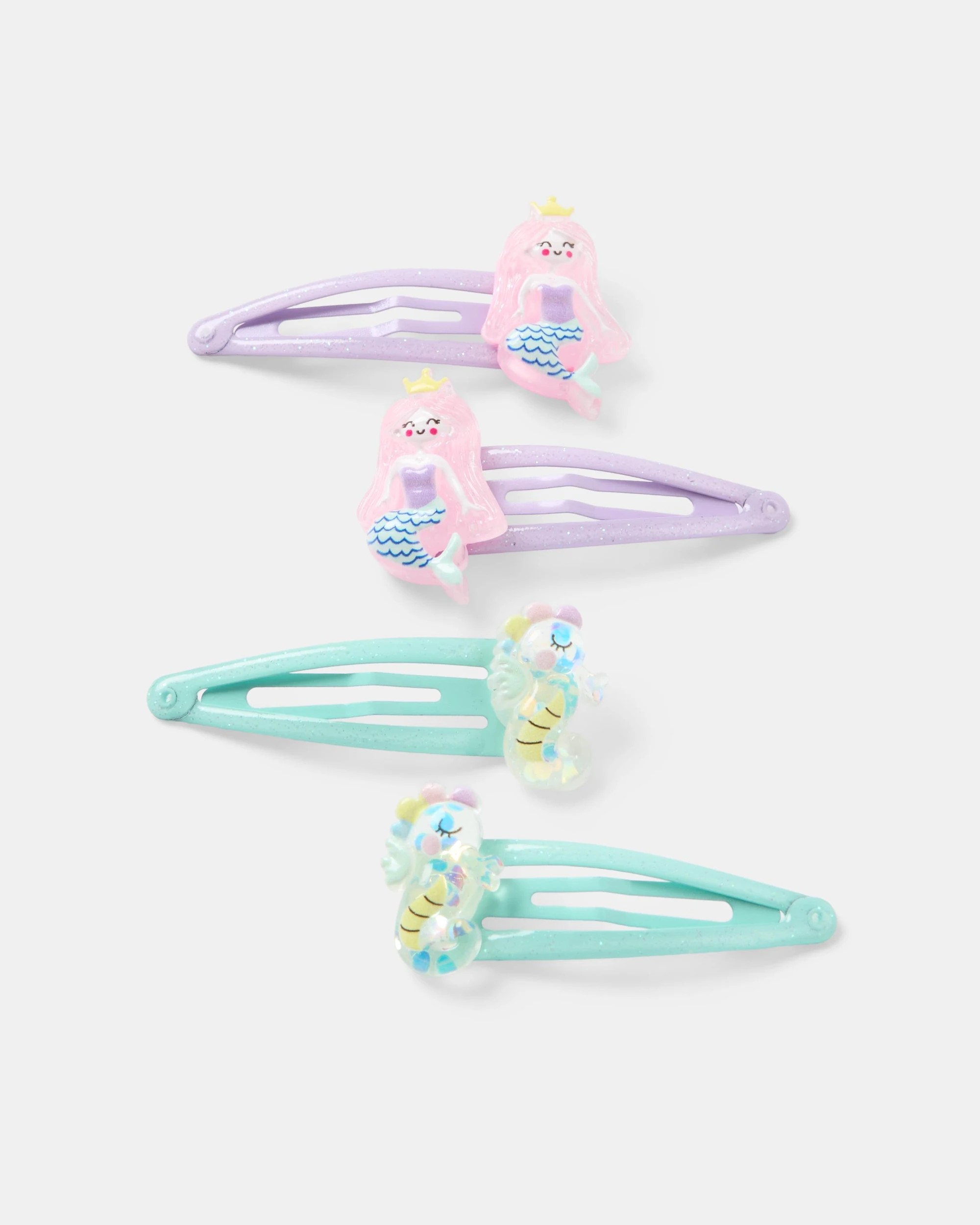 2 4 Pack Mermaid and Seahorse Snap Hair Clips, 2 of 3