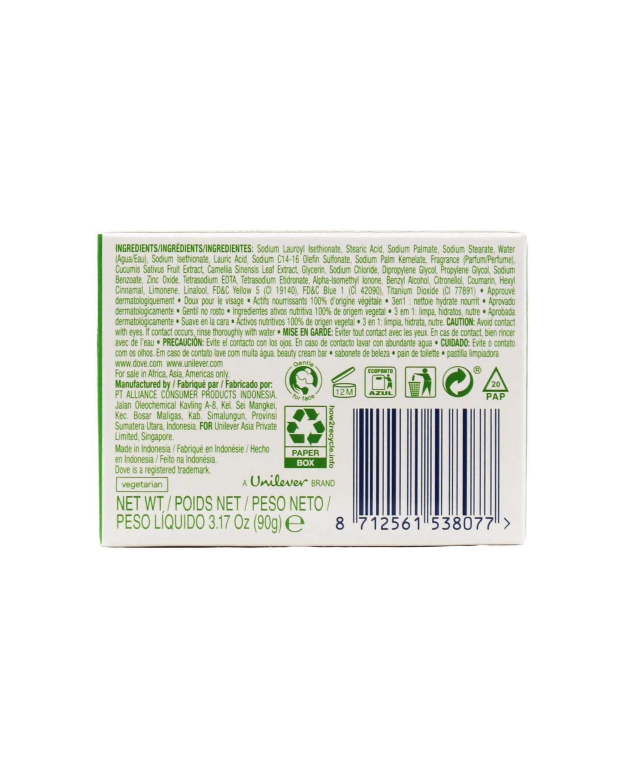 2 Dove Soap Beauty Bar Cucumber And Tea Scent Refreshing Moisturiser For Skin Care 90g - Plain, 2 of 2