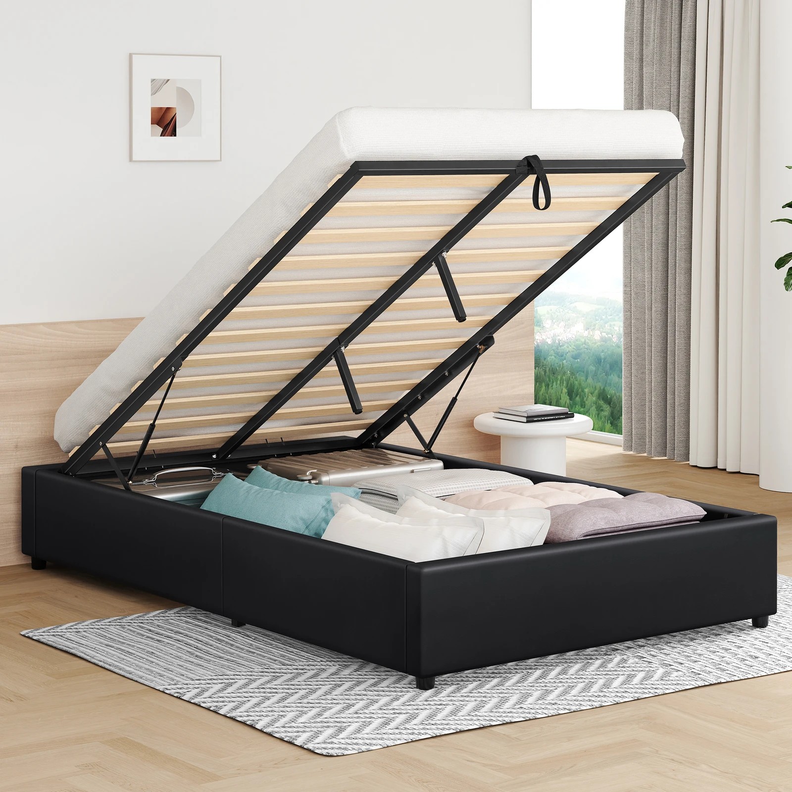 2 Alfordson Bed Frame King Single Gas Lift Storage Mattress Base Barlow - Black, 2 of 10