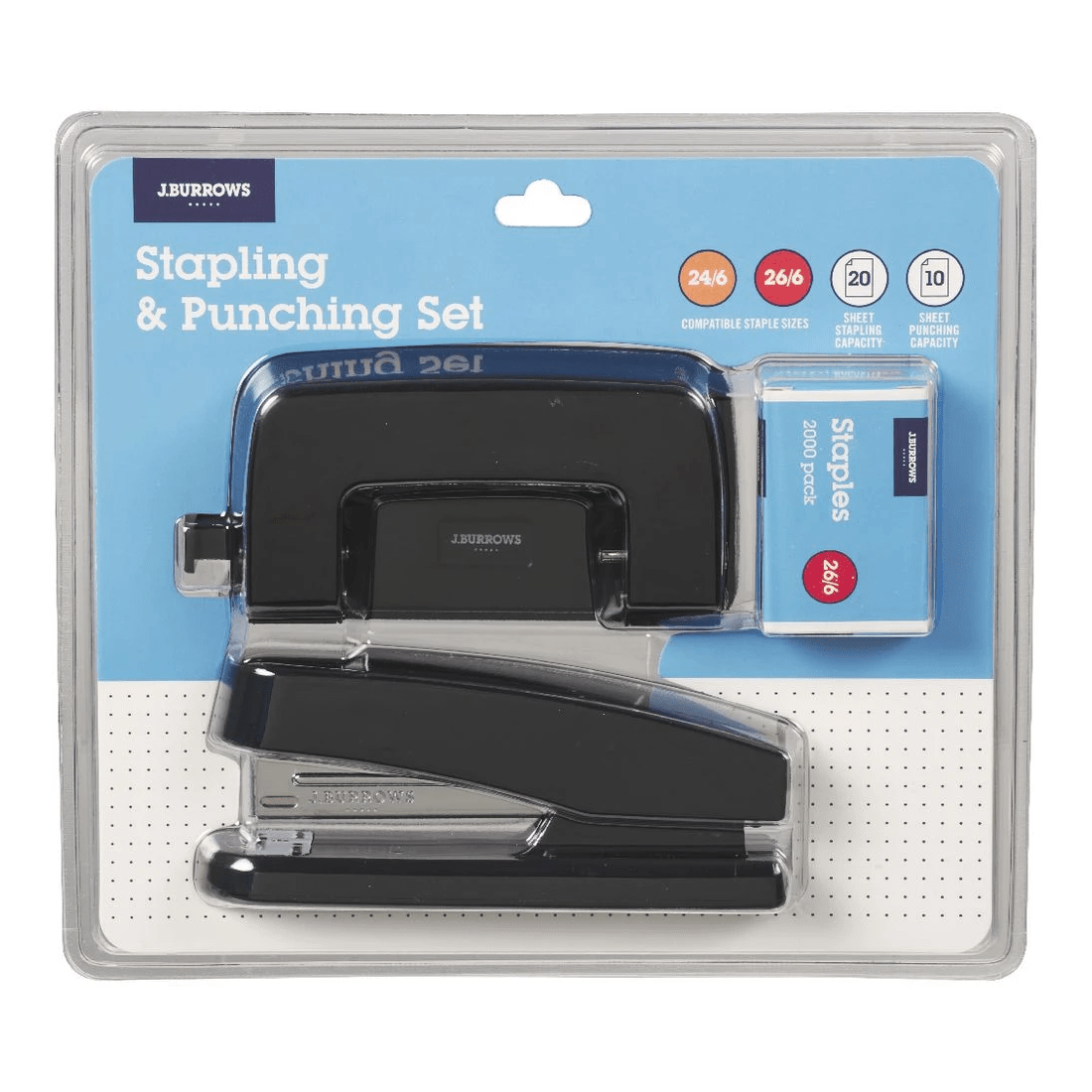 3 J.Burrows Plastic Stapler/Hole Punch Value Pack Black, 3 of 3