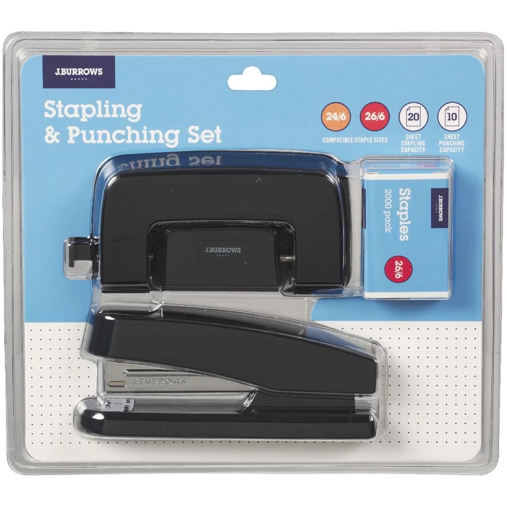 3 J.Burrows Plastic Stapler/Hole Punch Value Pack Black, 3 of 3