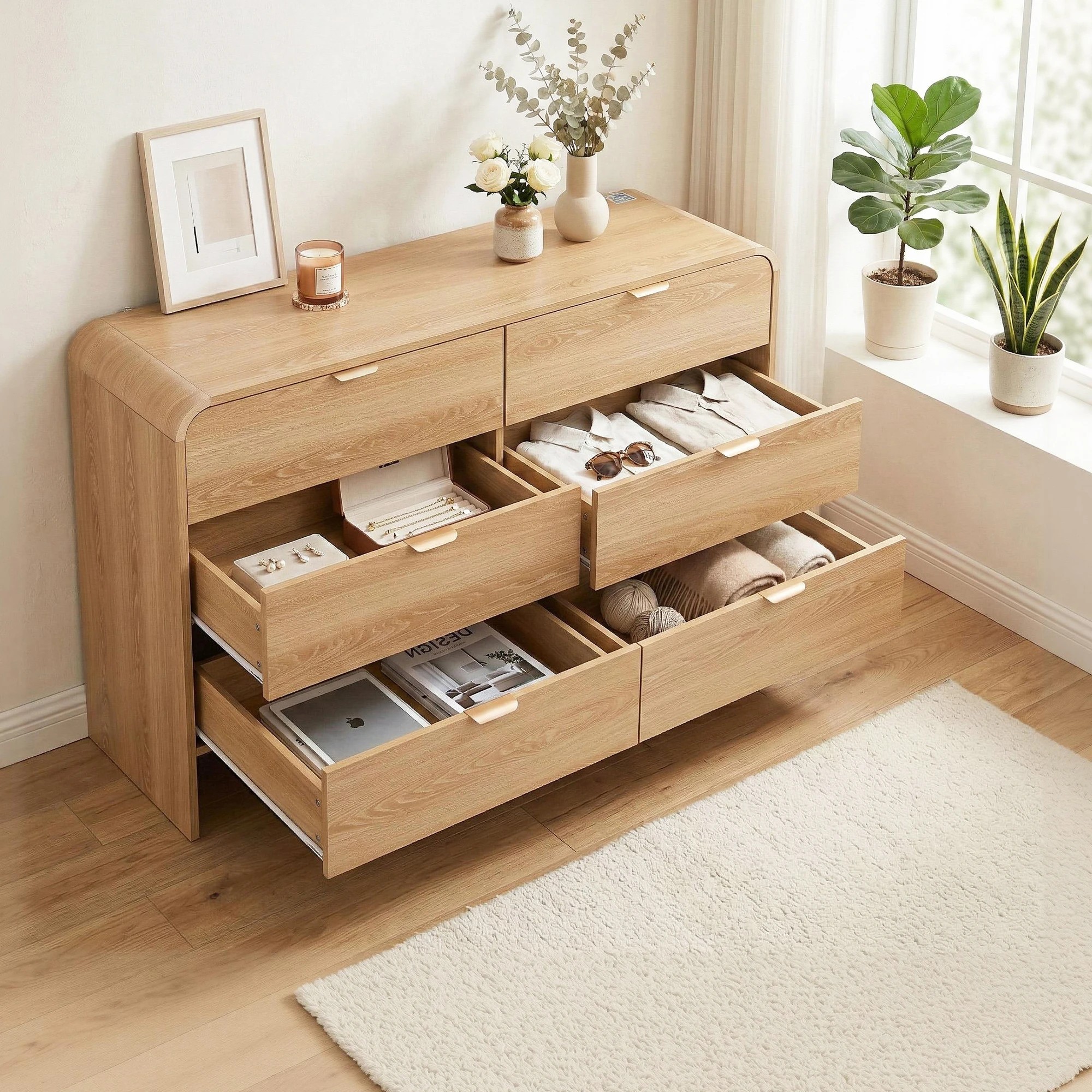 5 Artiss 6 Chest of Drawers Dresser Cabinet - Natural, 5 of 9
