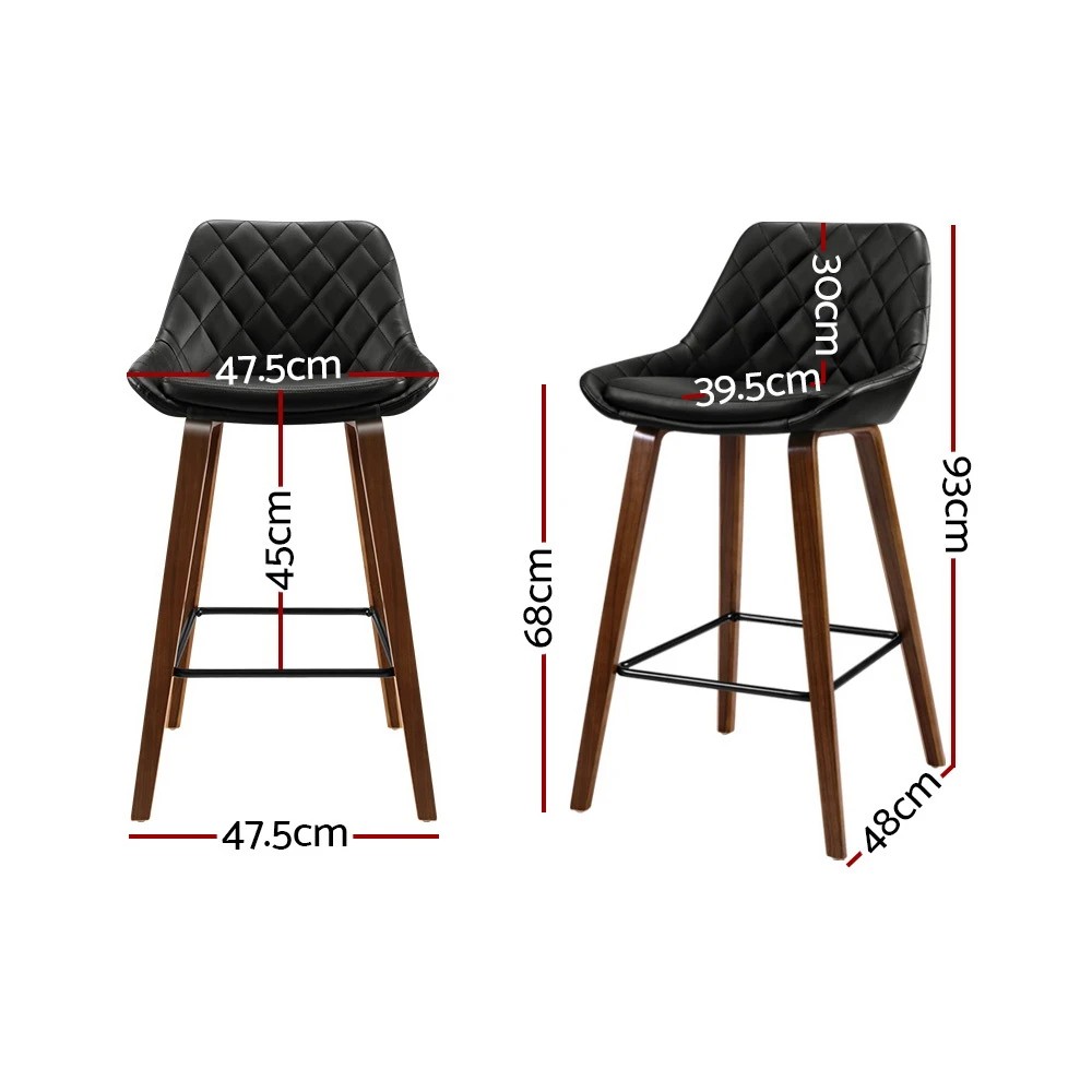 2 Artiss 2x Bar Stools PU Seat - Black, 2 of 5