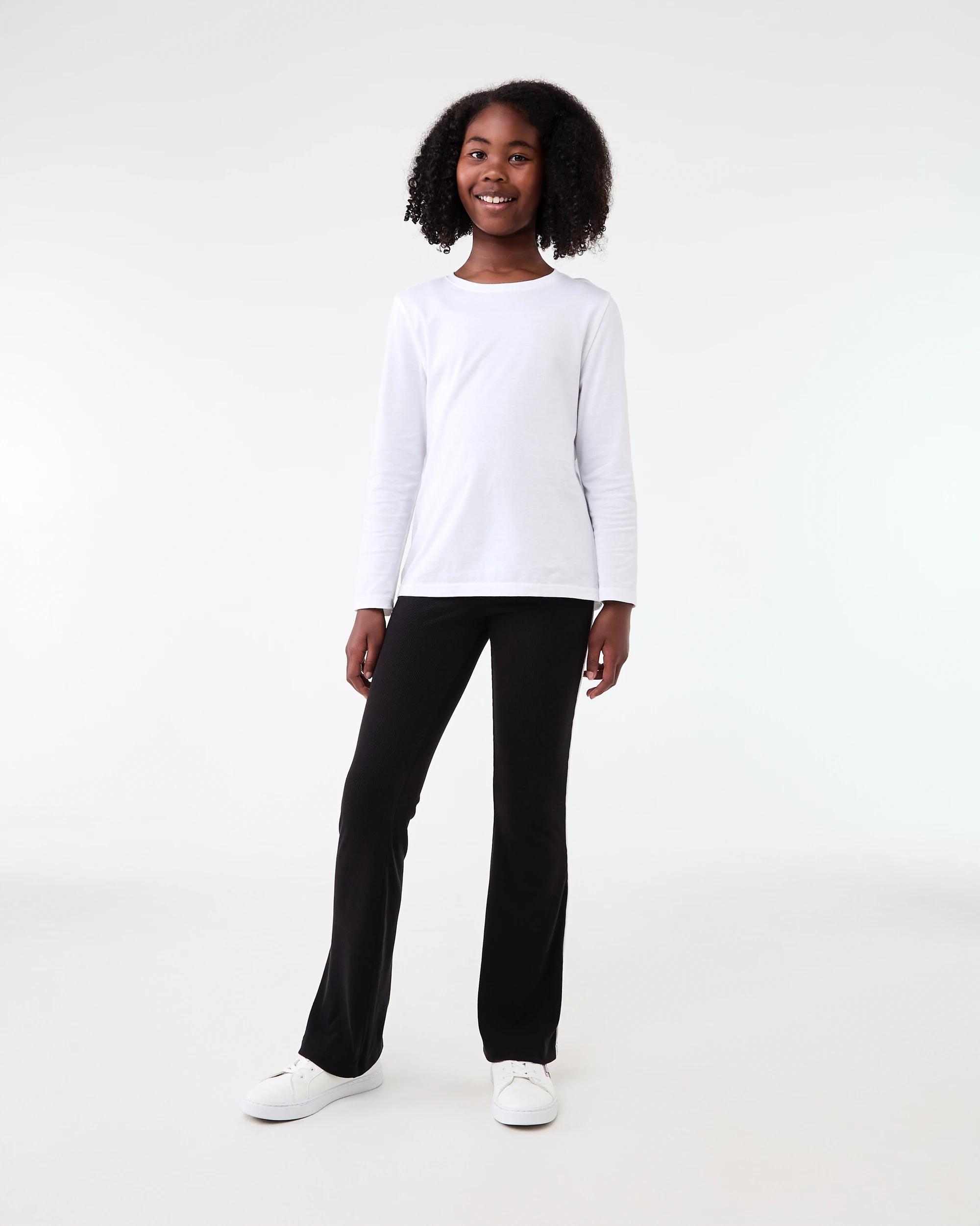 5 Contrast Rib Flare Leggings Black, 5 of 5