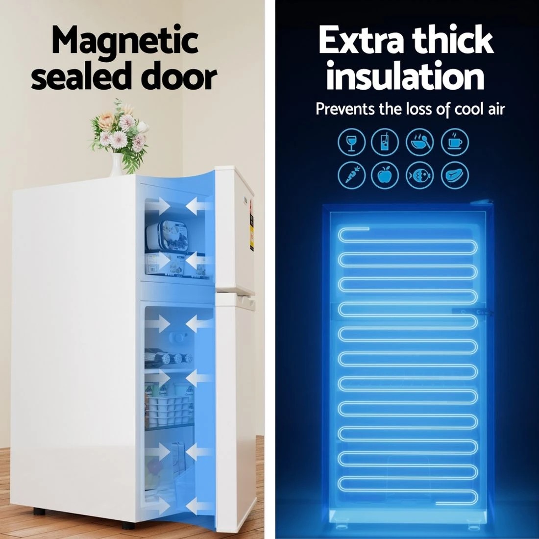 6 Devanti 85L Bar Fridge Mini Freezer Refrigerator - White, 6 of 7