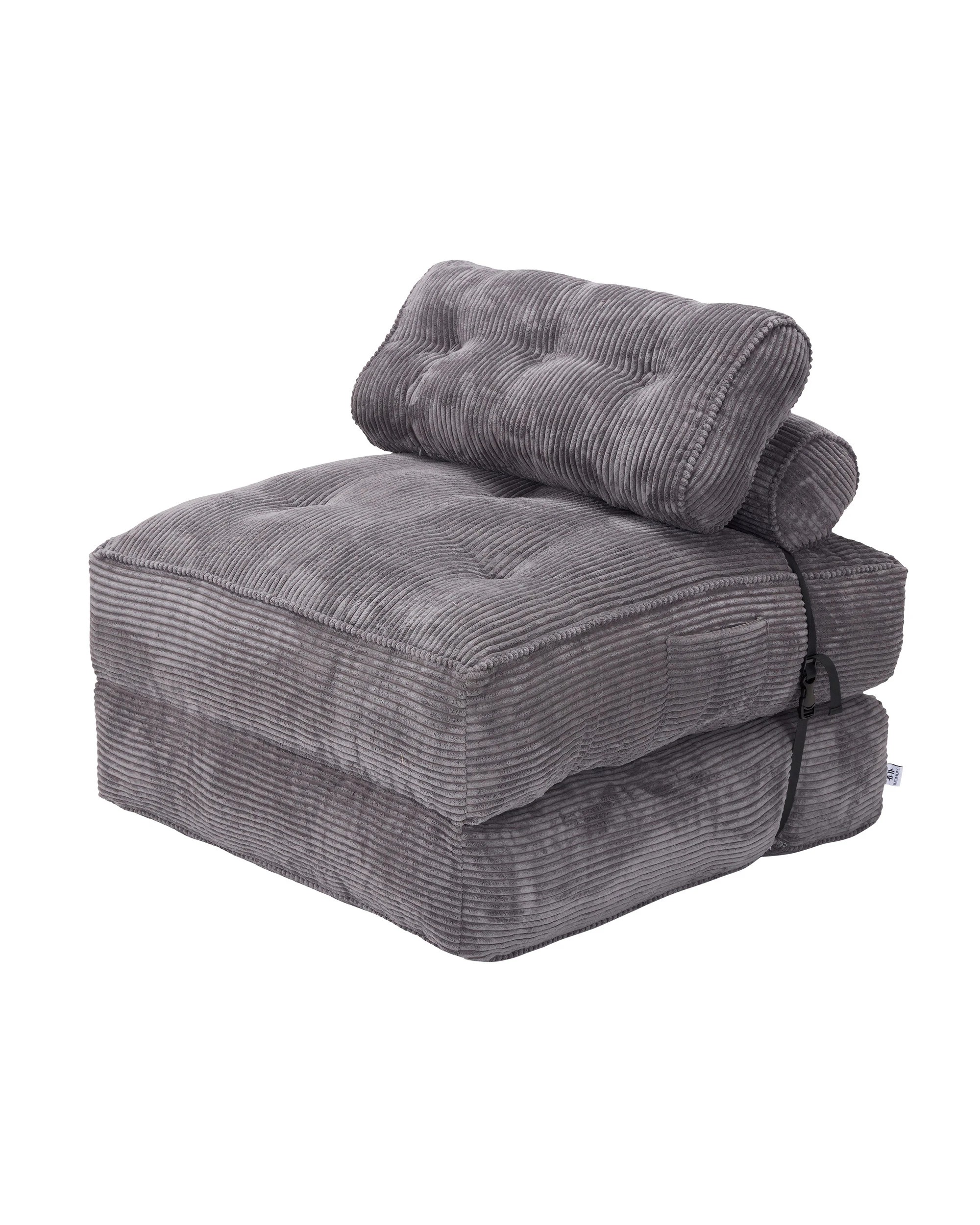 3 IHOMDEC Fordable Corduroy Compression Lazy Sofa - Grey, 3 of 9