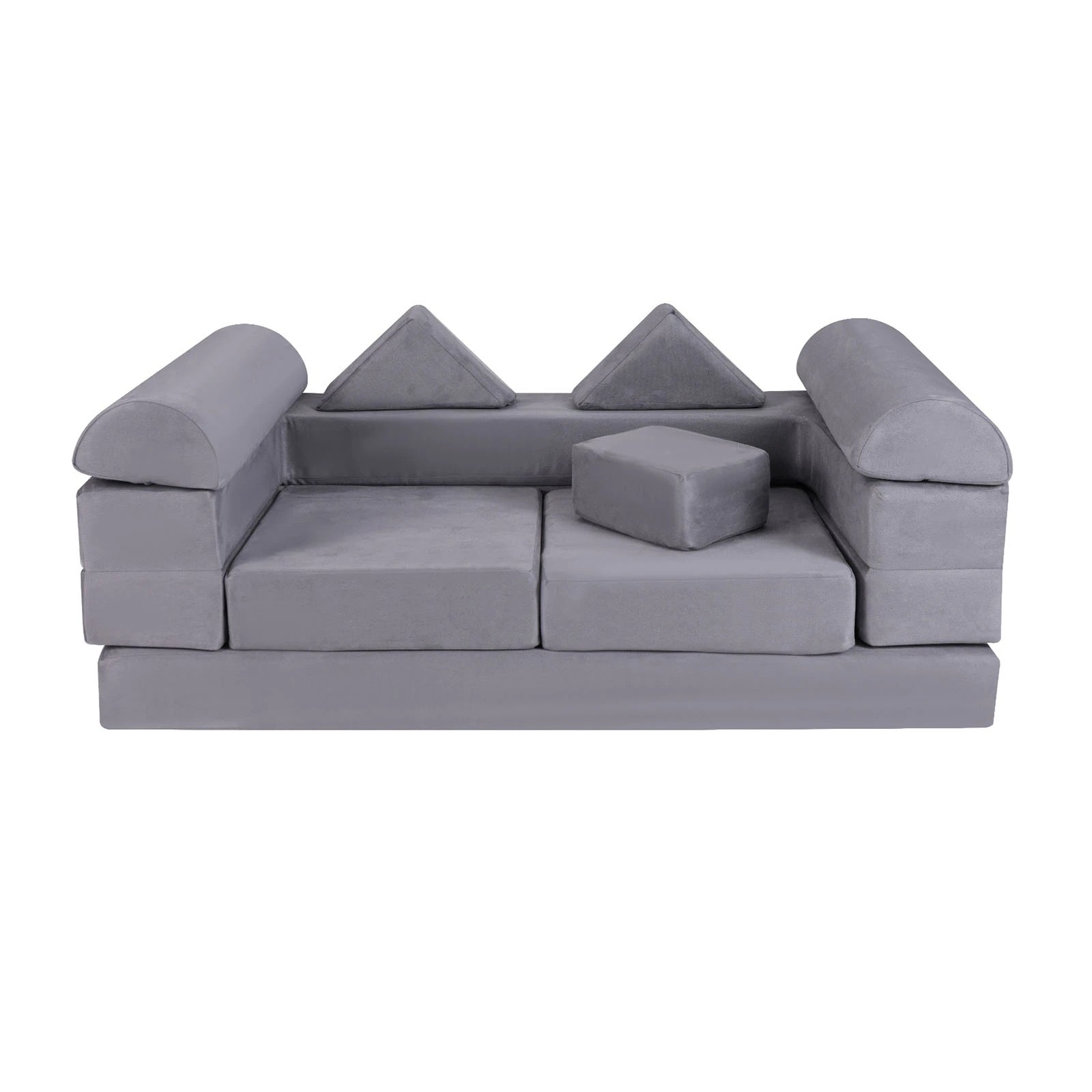 1 Costway 8PCS Kids Modular Play Sofa Funiture Set Grey, 1 of 3