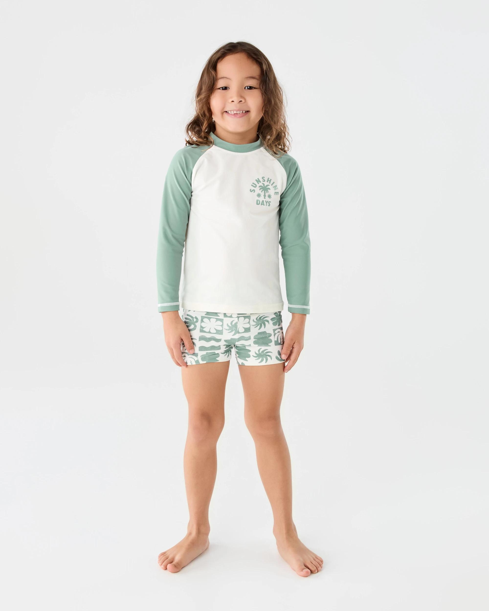7 Long Sleeve Swim Set Grn Check, 7 of 8