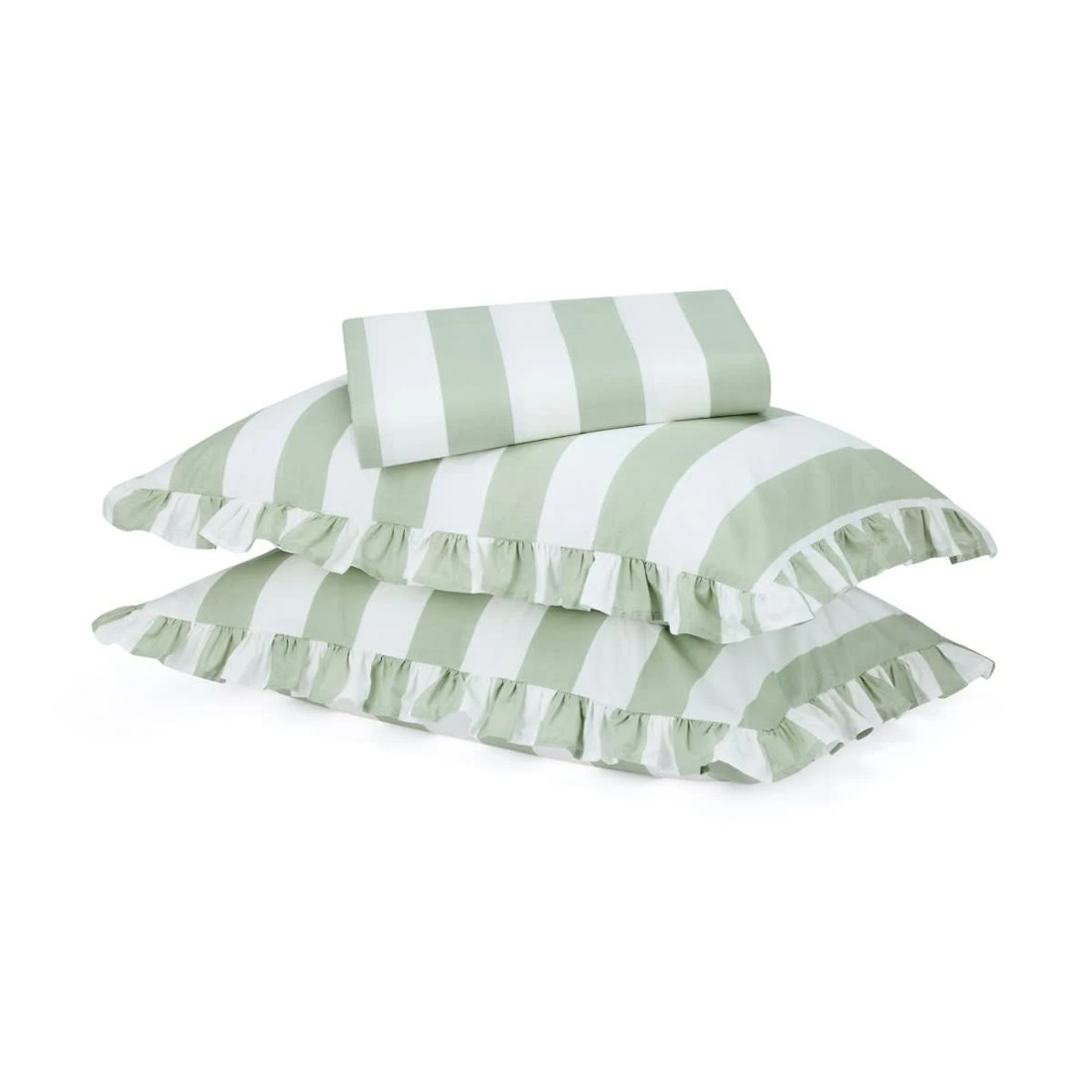 1 250 Thread Count Cotton Ruffle Sheet Set - King Bed, Sage, 1 of 7