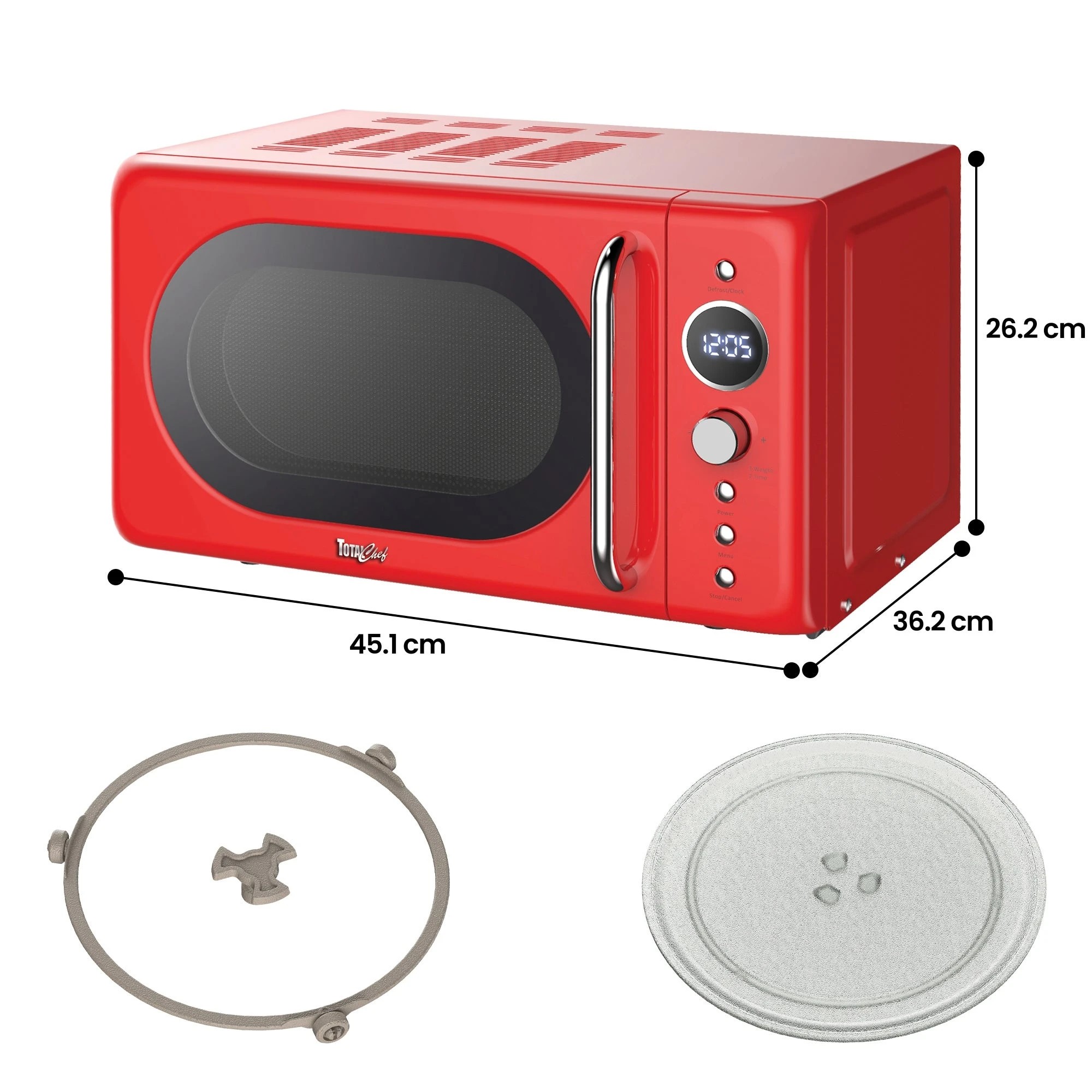 8 Total Chef 20L Retro Microwave Oven - Red, 8 of 8