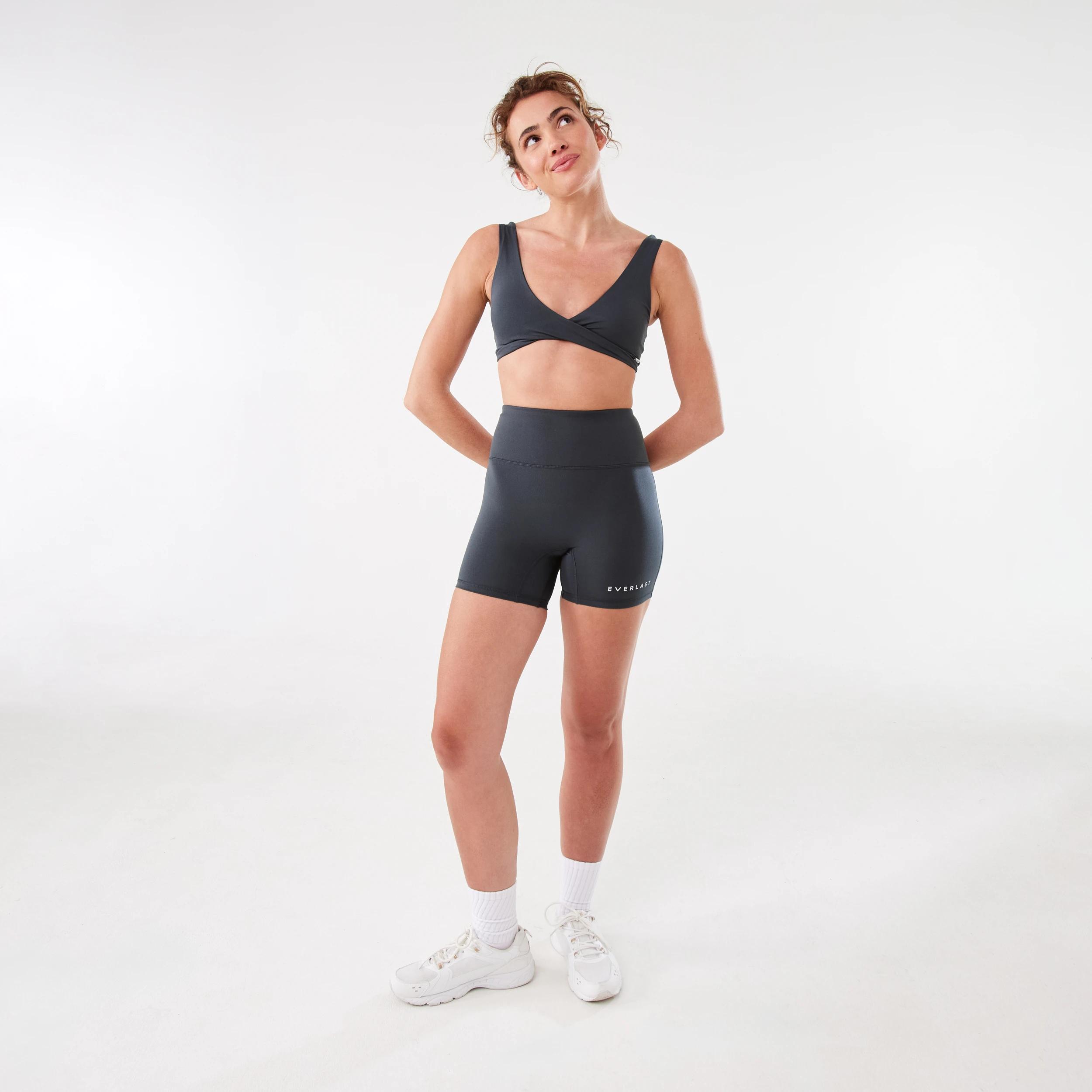 1 Everlast Womens Luxe Bike Shorts EVERLAST COLLEGIATE CHARCOAL, 1 of 7