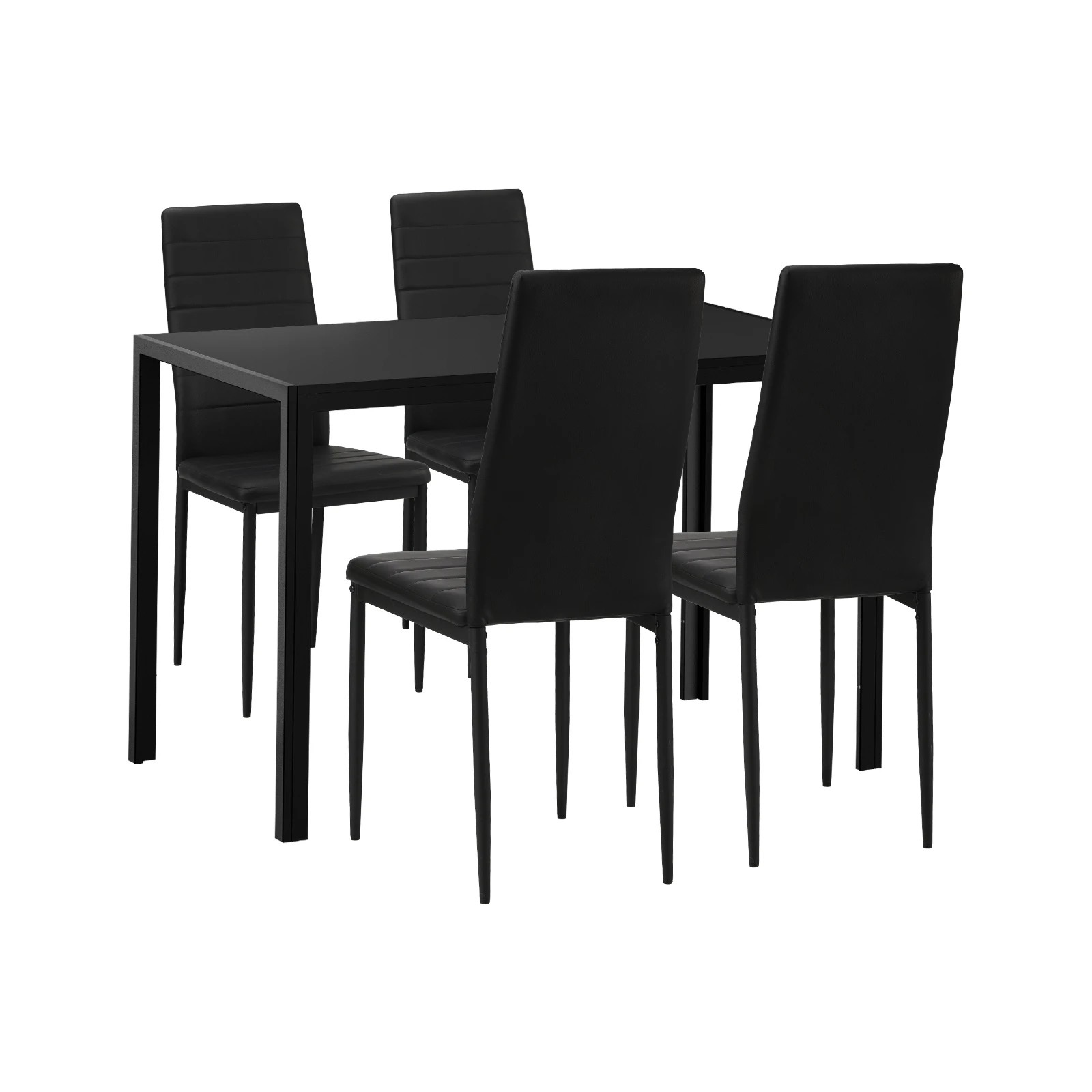 1 Oikiture 120cm Rectangle Dining Table With 4pcs Dining Chairs Wooden
 - Black, 1 of 8