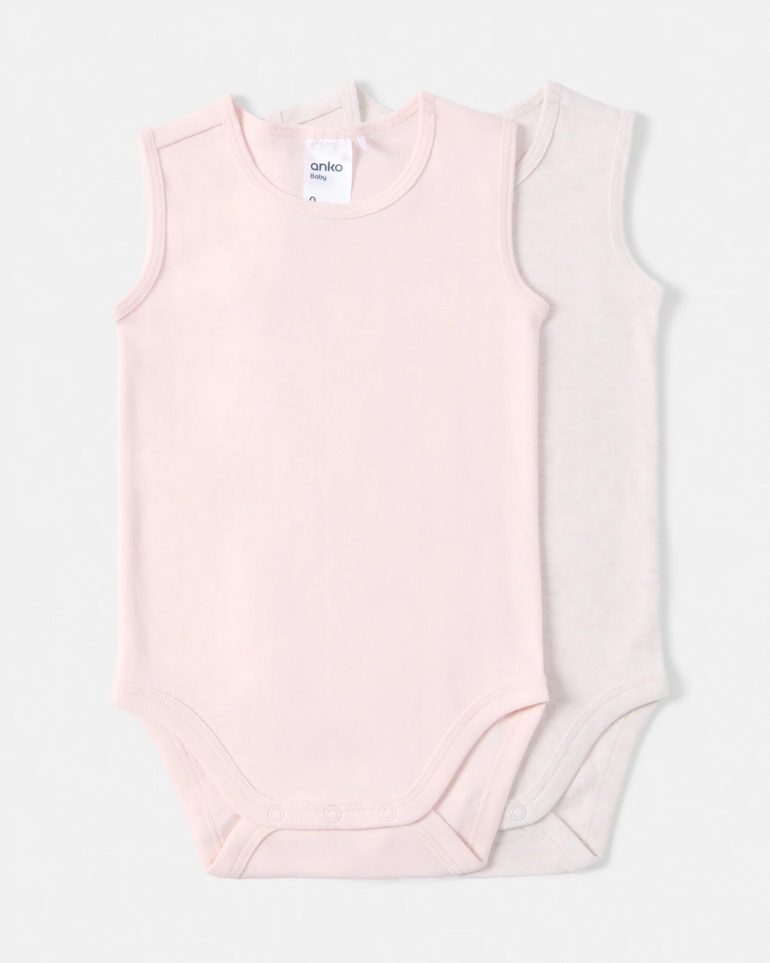 1 2 Pack Cotton Sleeveless Bodysuits Pnk Pck, 1 of 6