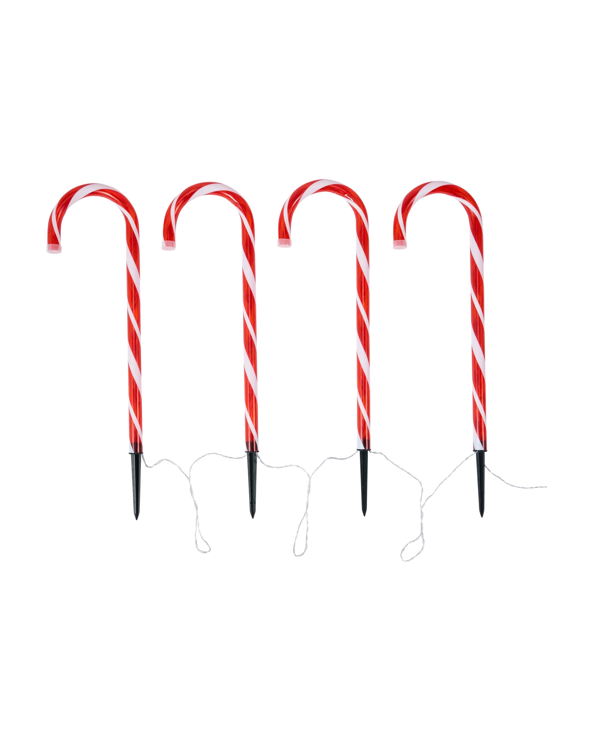3 4 Pack Solar Powered LED Light Up Candy Cane Stakes, 3 of 9