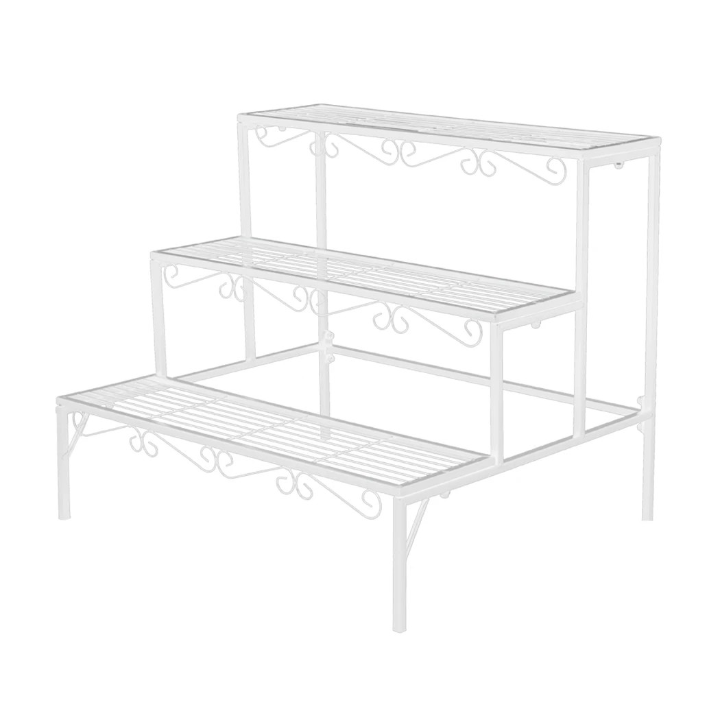 1 Levede 3 Tier Rectangle Shape Metal Plant Stand - White, 1 of 9