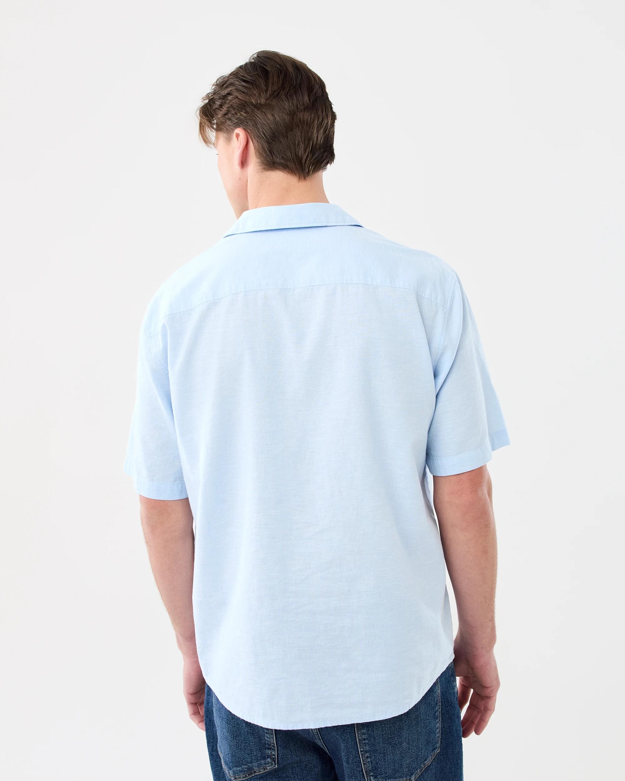 3 Short Sleeve Cotton Linen Shirt Blu Crystl, 3 of 7