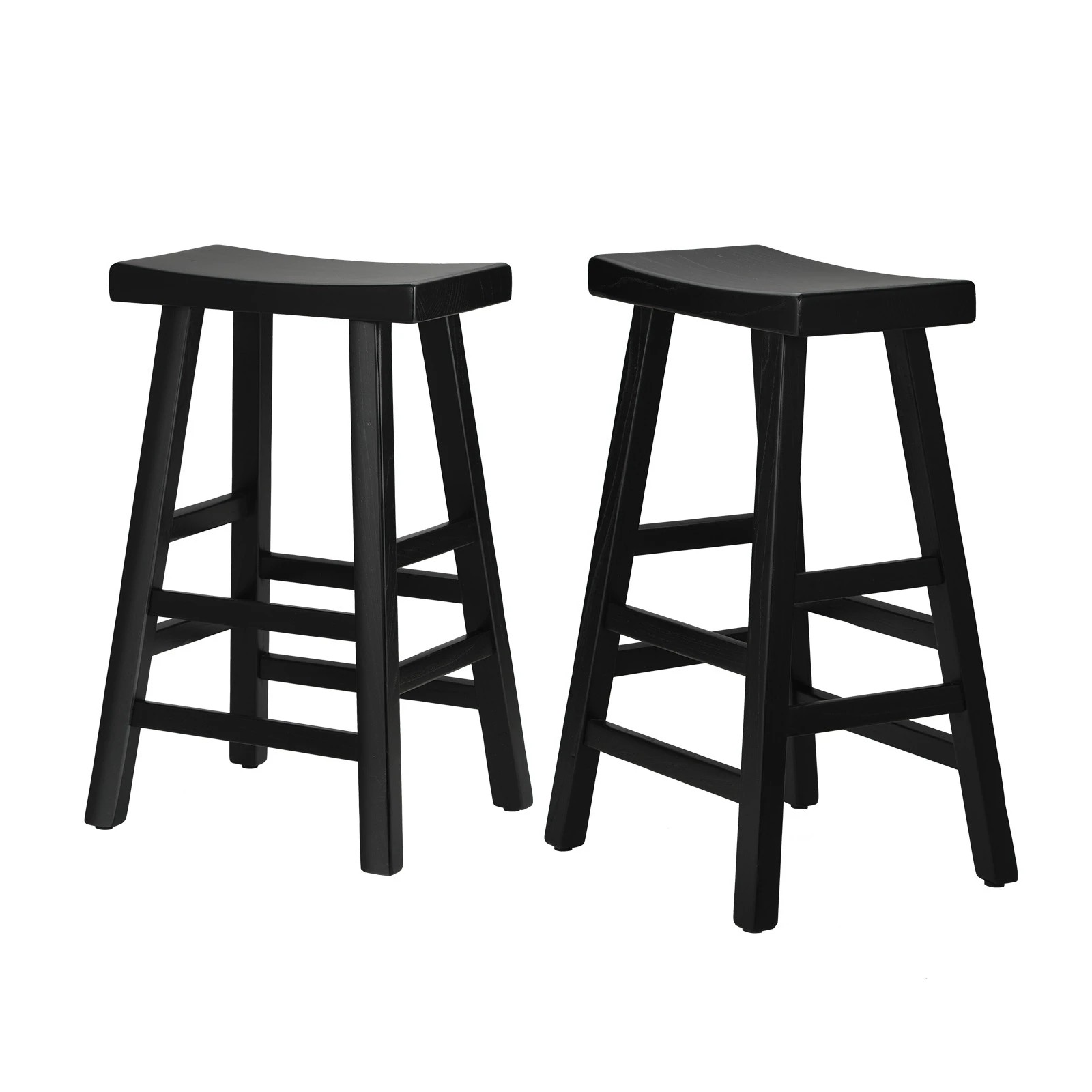 1 Oikiture 2x Bar Stools Kitchen Stool Wooden Counter Chairs Barstools
 - Black, 1 of 10