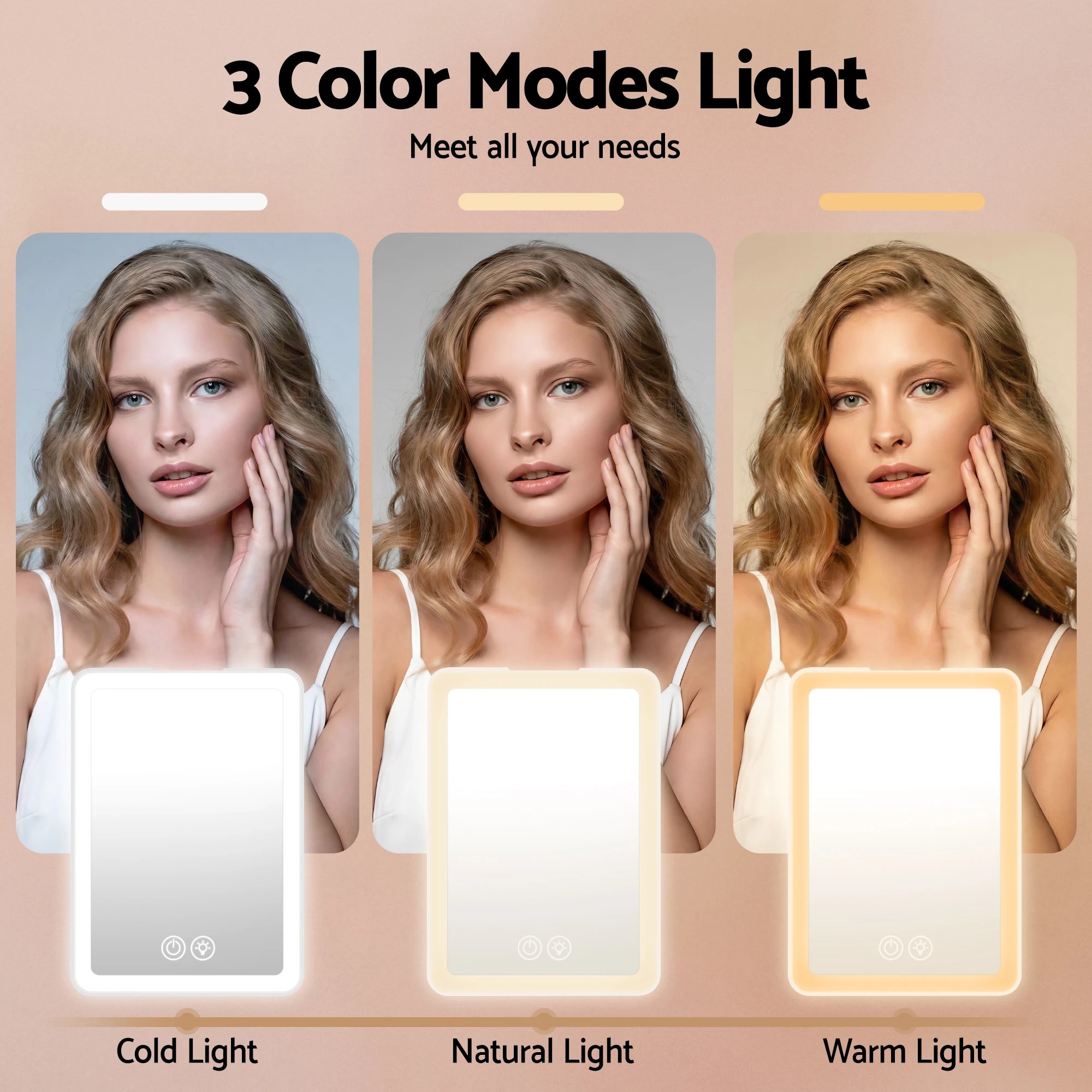 2 Embellir Portable Travel Makeup Mirror Rechargeable Makeup Mirror with Lights 10x Magnifier - White, 2 of 7