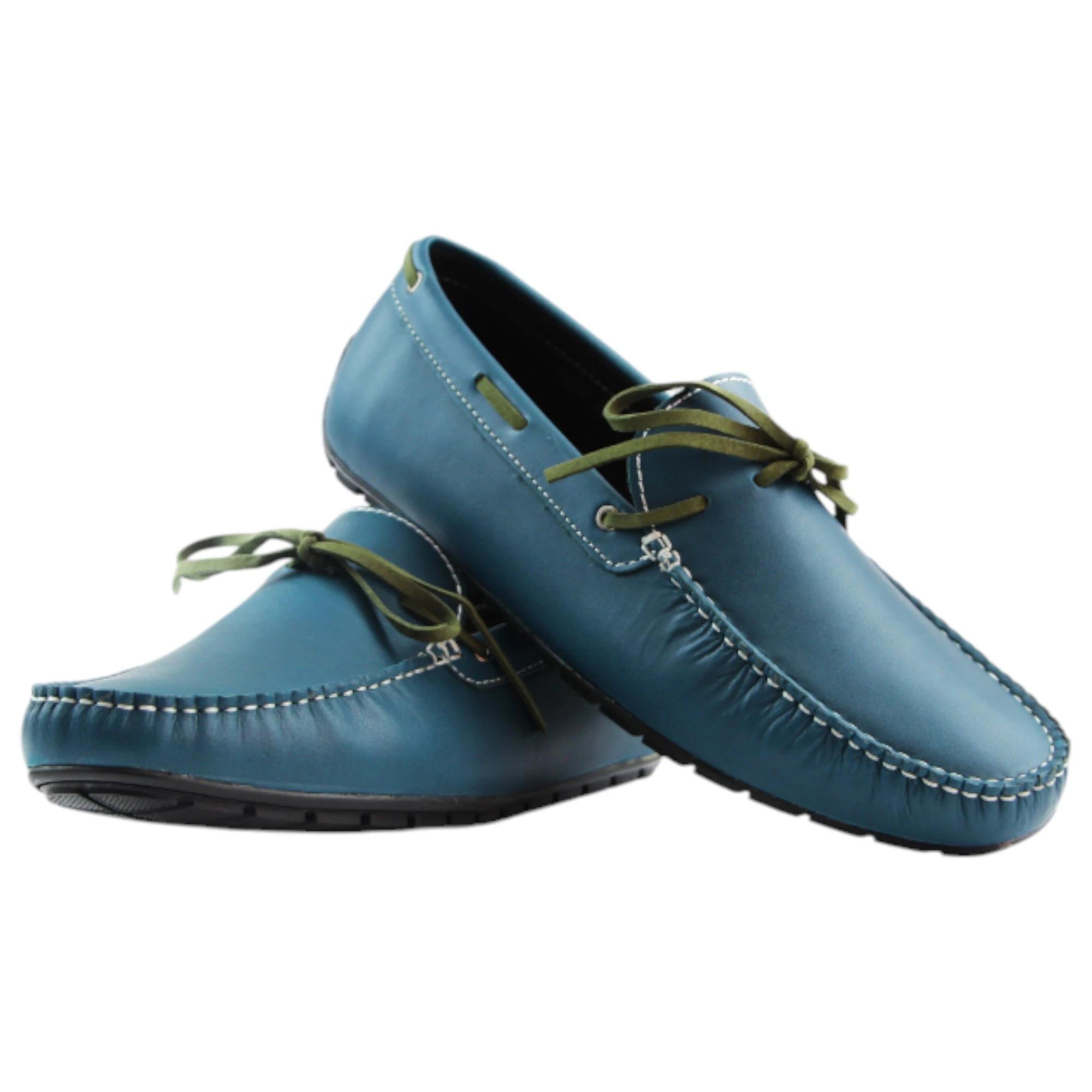 3 Zasel Anchor Boat Shoes Leather Mens Casual Slip On Deck Grip Loafers GREEN, 3 of 3