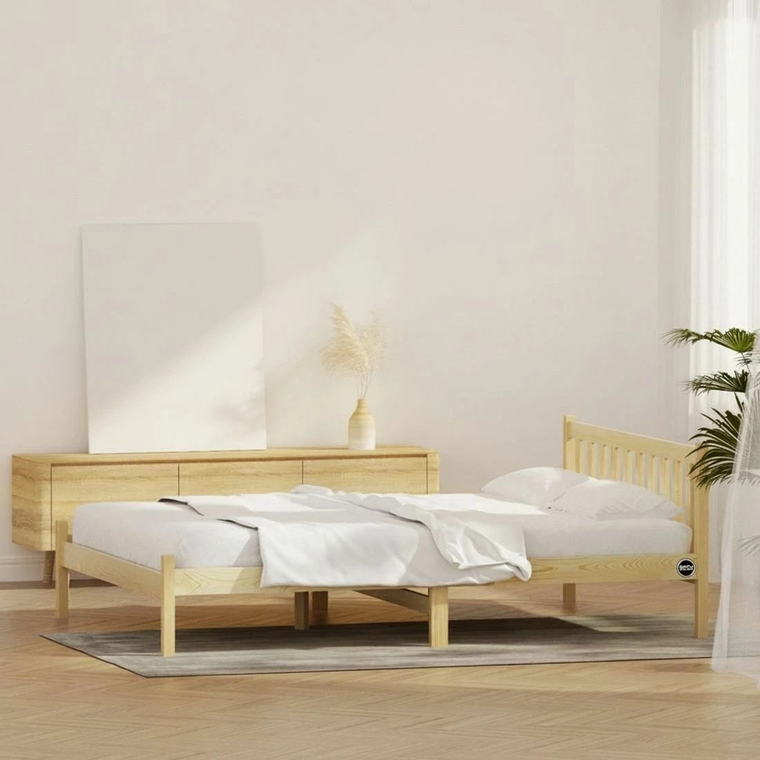 4 Artiss Bed Frame Double Size Wooden Oak - Brown, 4 of 5