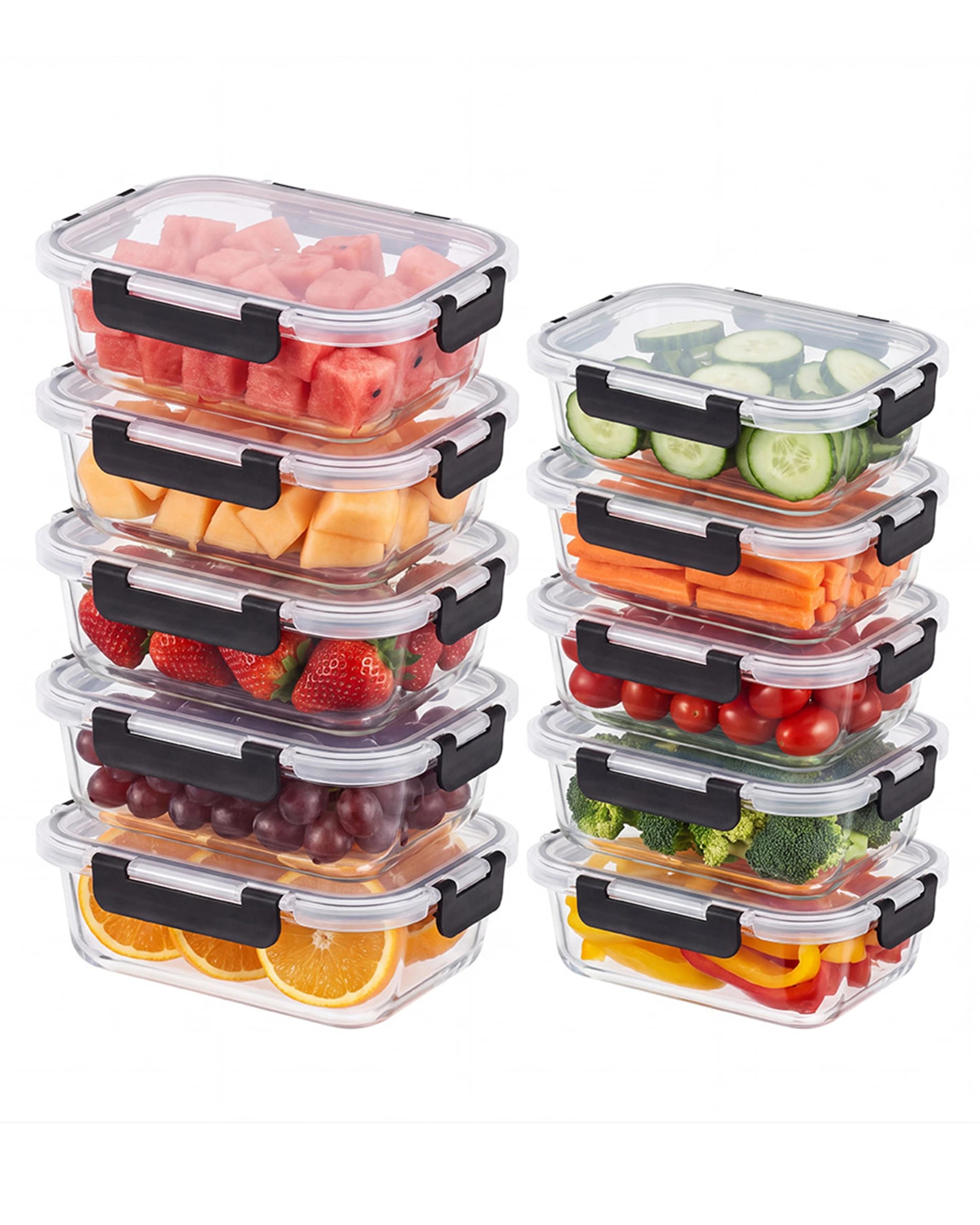 2 ZUNI Glass Food Container 10 Packs Airtight Meal Pre Storage, 2 of 8
