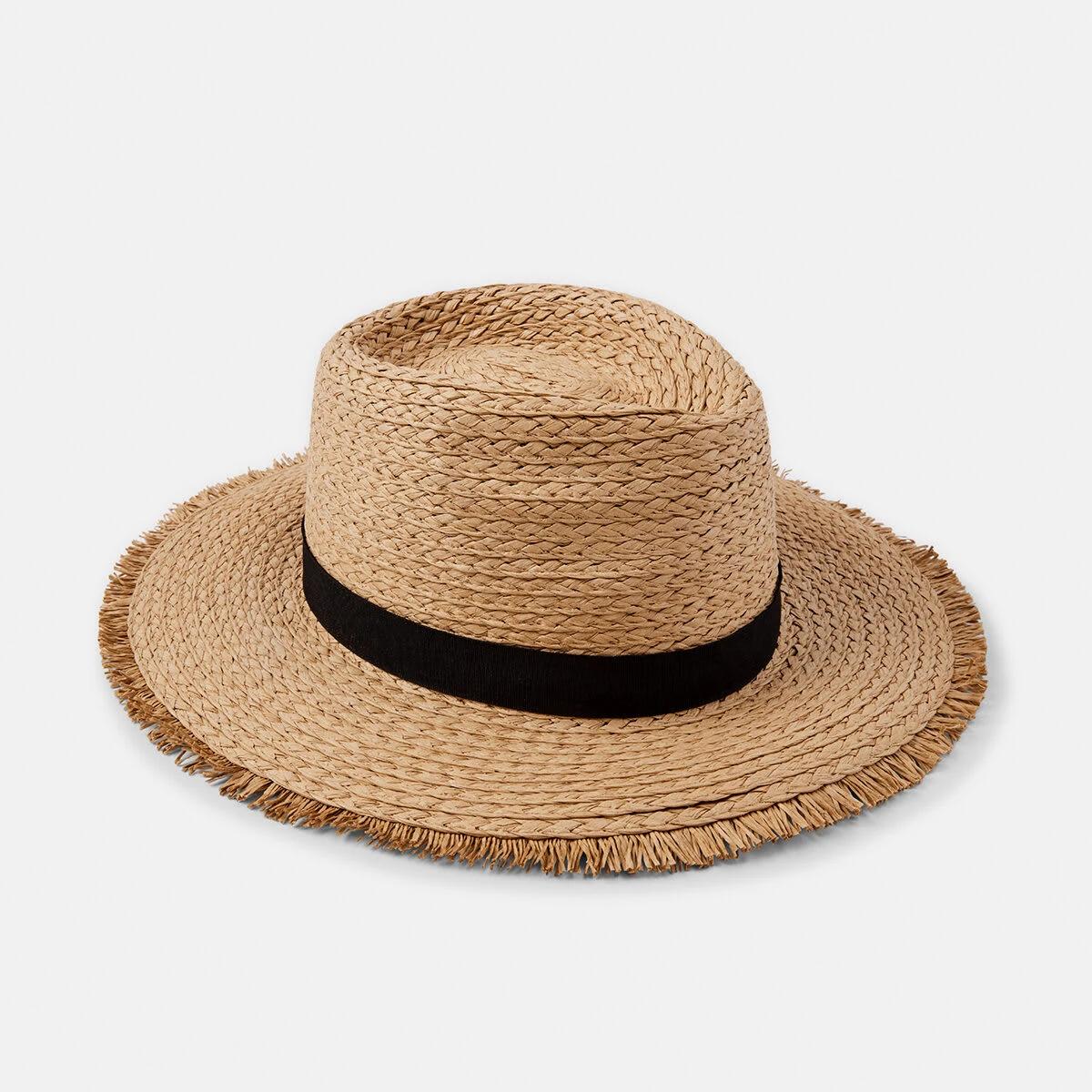 1 Fray Edge Fedora Hat Natural, 1 of 4