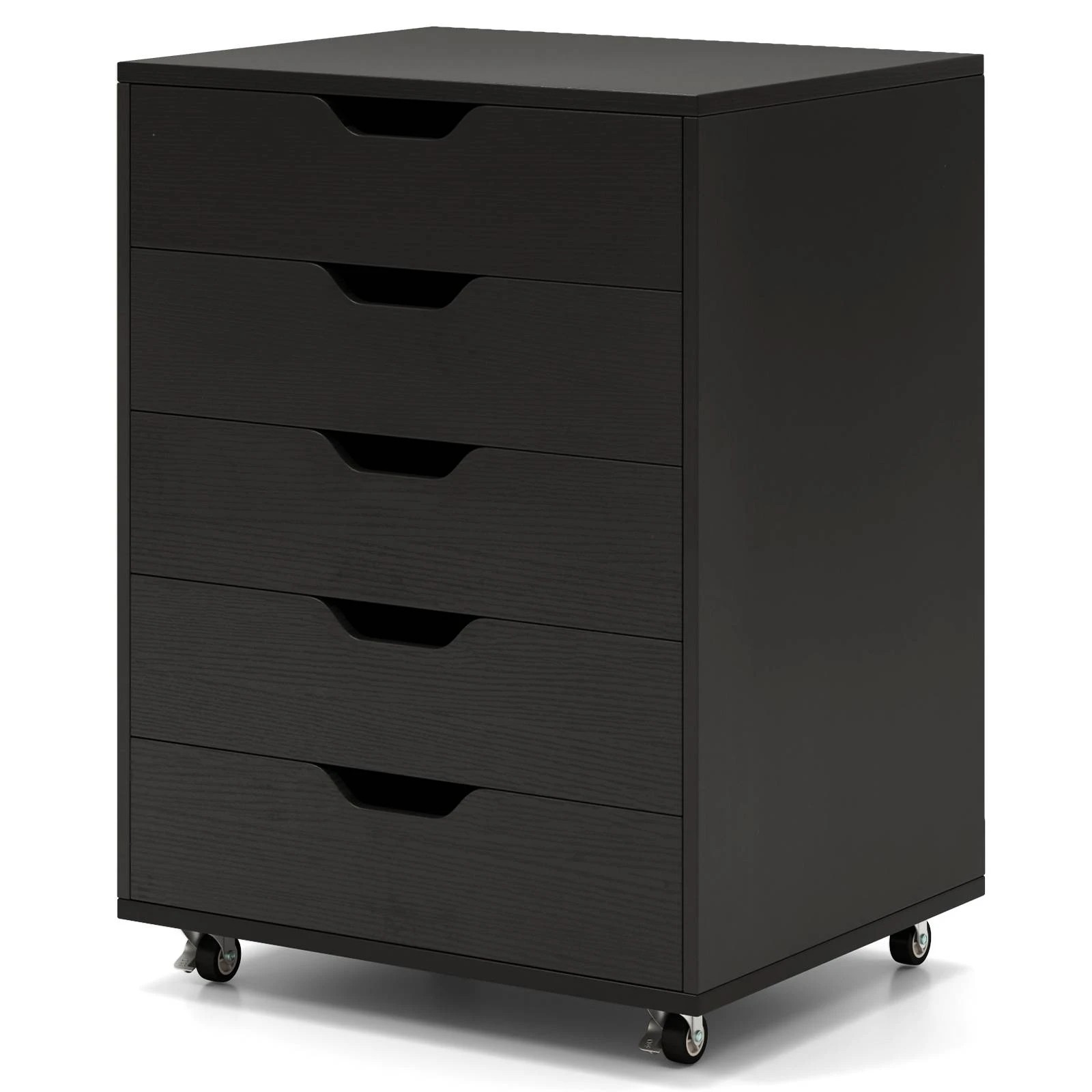 1 Costway 5 Drawer Mobile File Cabinet Rolling Storage Drawer Chest - Black, 1 of 3