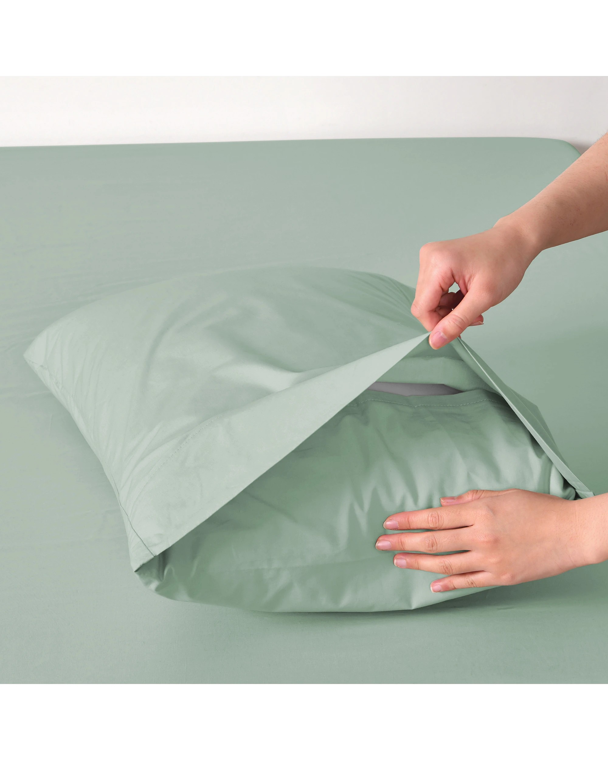 8 Dreamaker 300TC Cotton Percale Combo Fitted Sheet Set - King Bed - Sage, 8 of 8