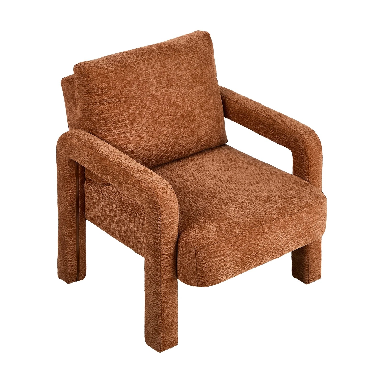 10 Oikiture Armchair Velvet Accent Chairs 1 Seater Lounge Sofa Chair - Orange, 10 of 10