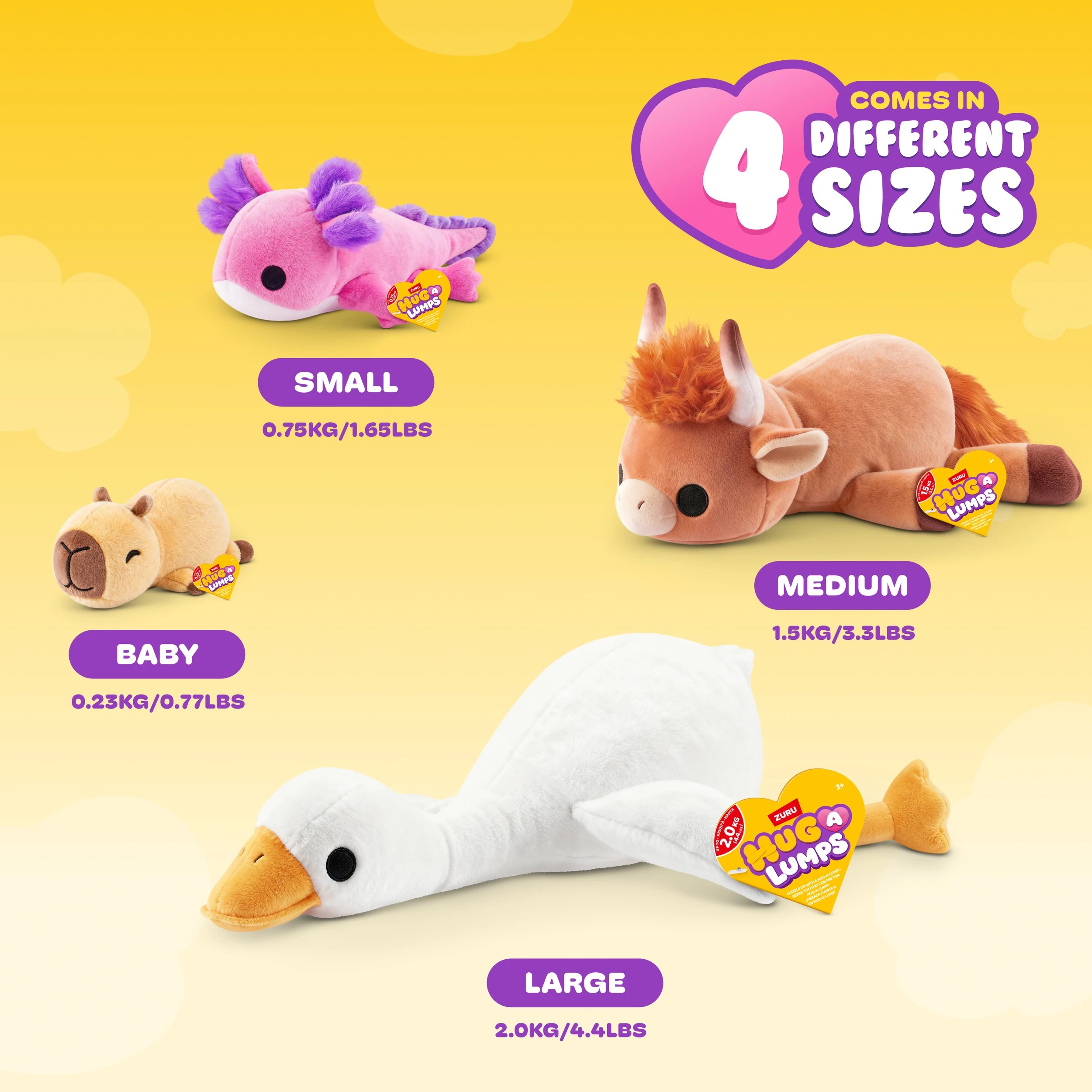 4 Zuru Hug-A-Lumps Plush Toy - Large, Assorted, 4 of 7