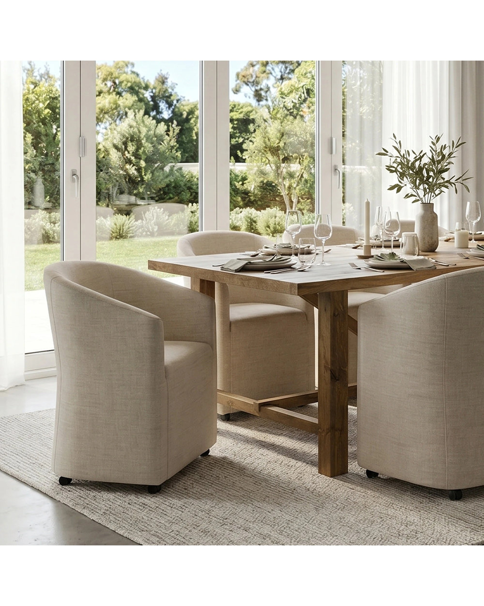 1825 Interiors Milan Dining Chair On Wheels - Beige - Kmart