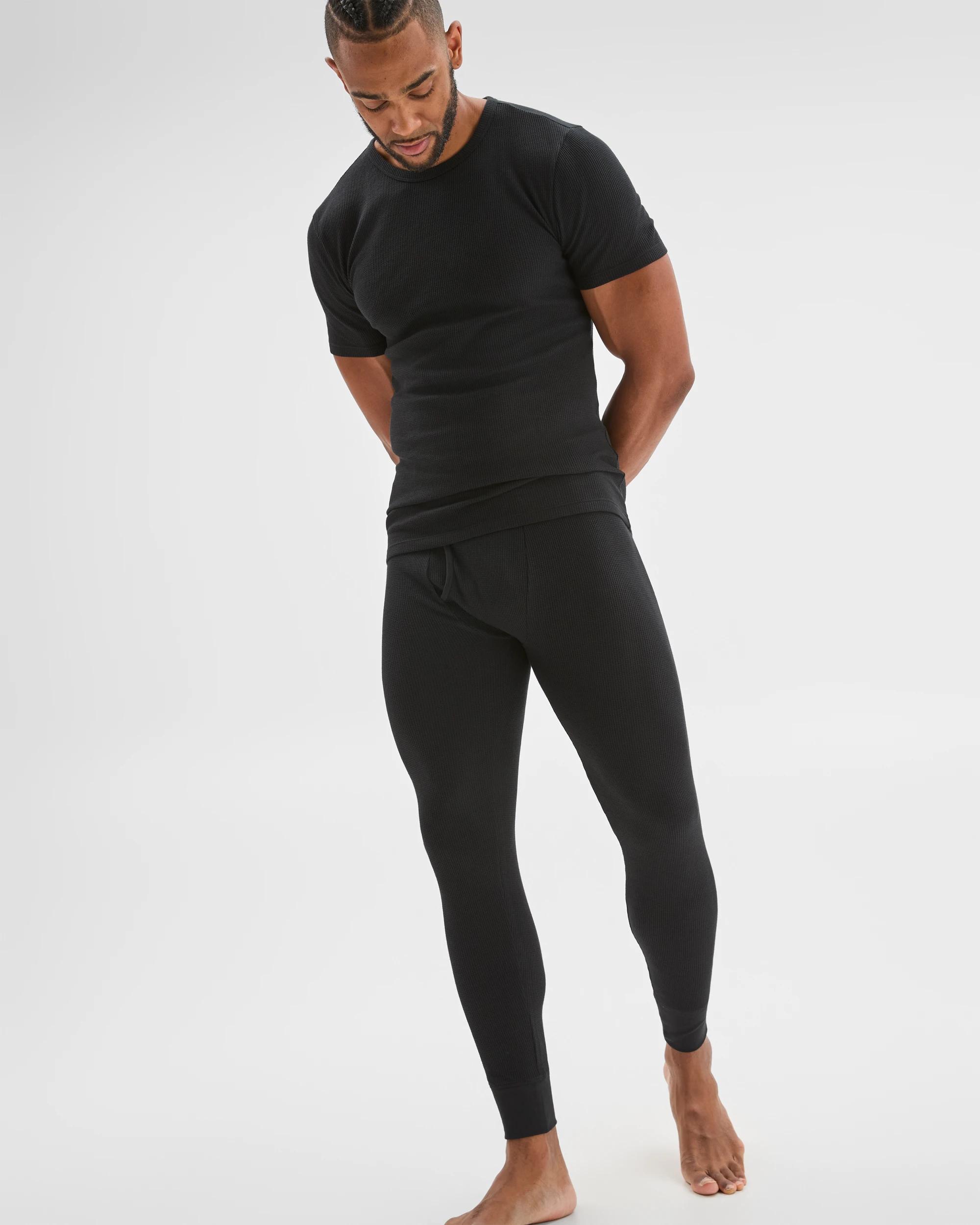 5 Maxx Australian Cotton Blend Waffle Thermal Pants BLACK, 5 of 5