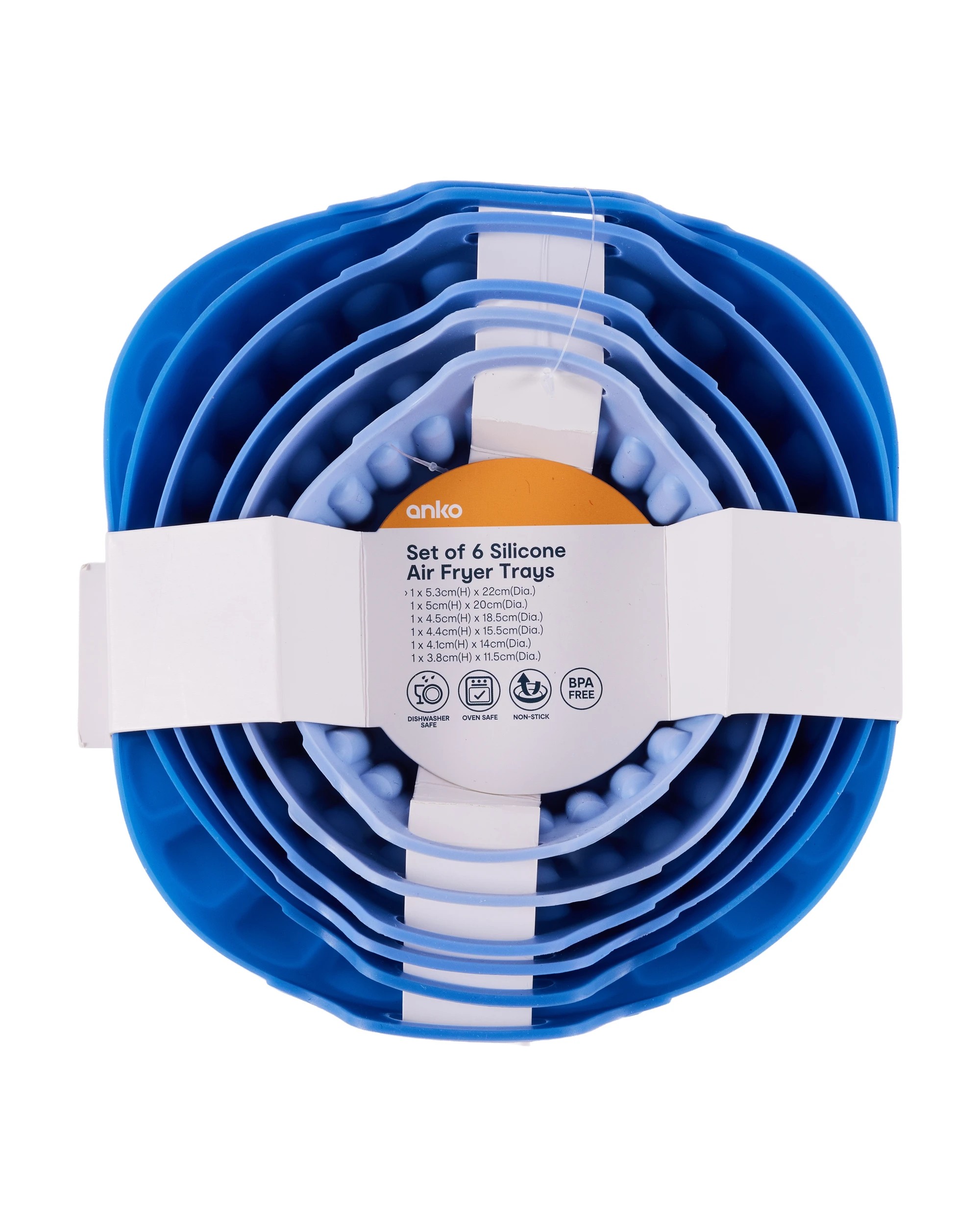 9 Set of 6 Silicone Air Fryer Trays - Blue, 9 of 9