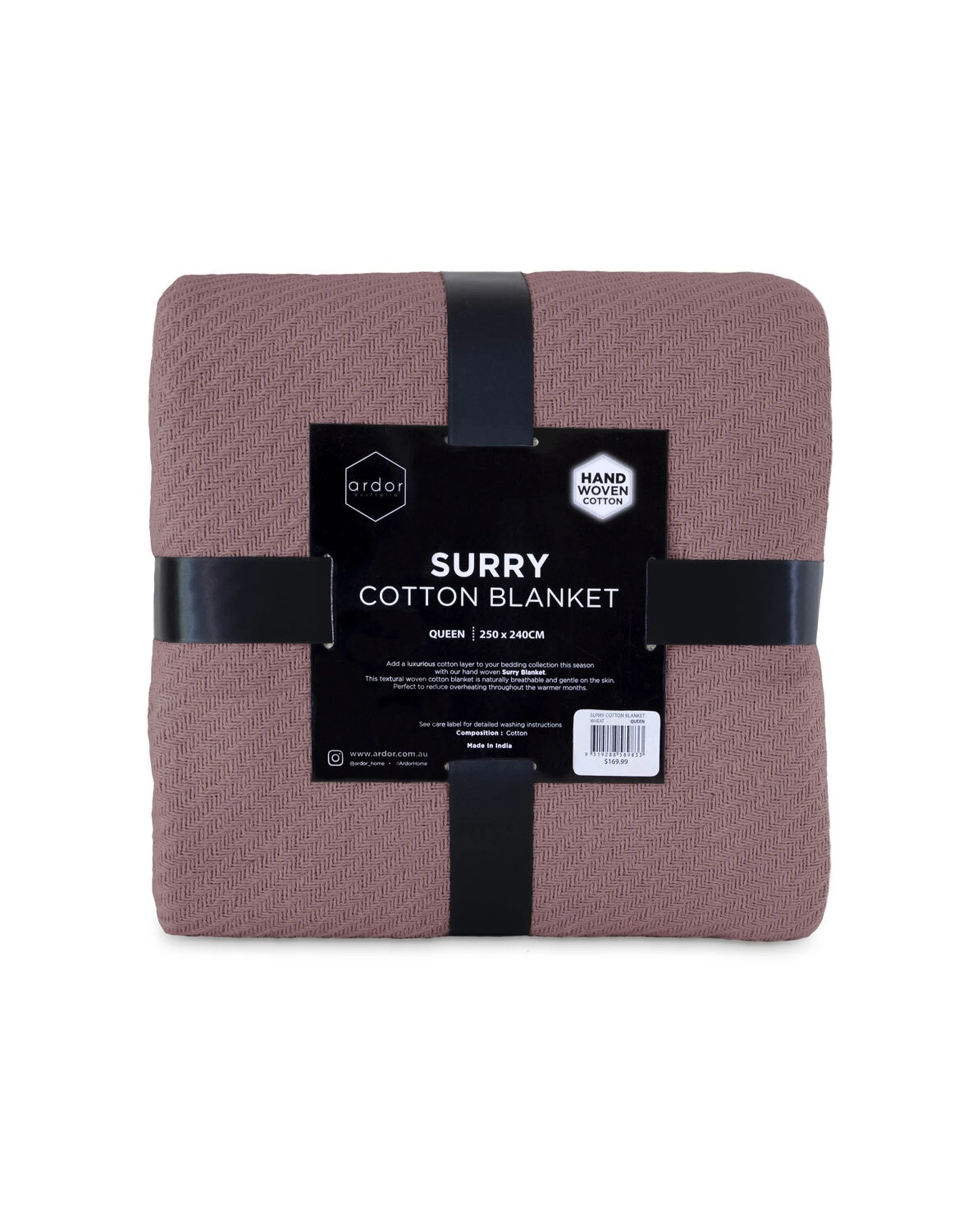 3 Ardor Double Size Surry Cotton Blanket Home Bedding 240x230cm Hand Woven - Red, 3 of 3