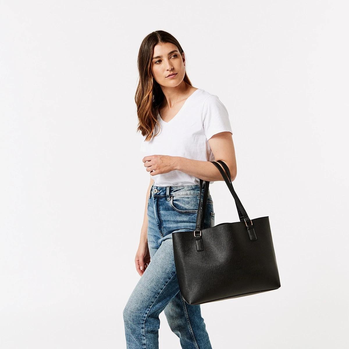 3 Pocket Tote Bag Black, 3 of 6