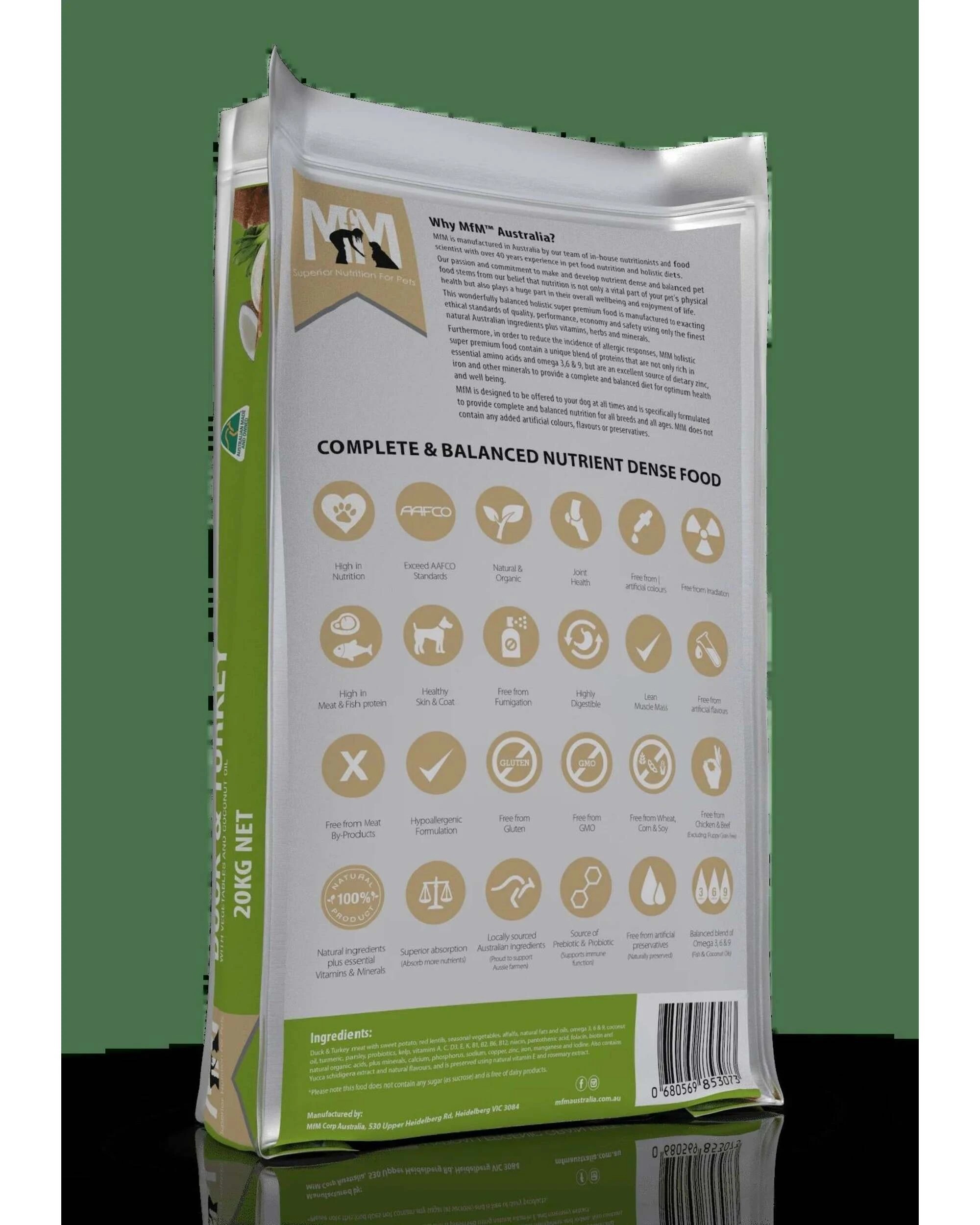 2 MFM Grain Free & Gluten Free Duck & Turkey Dog Food 20kg, 2 of 2
