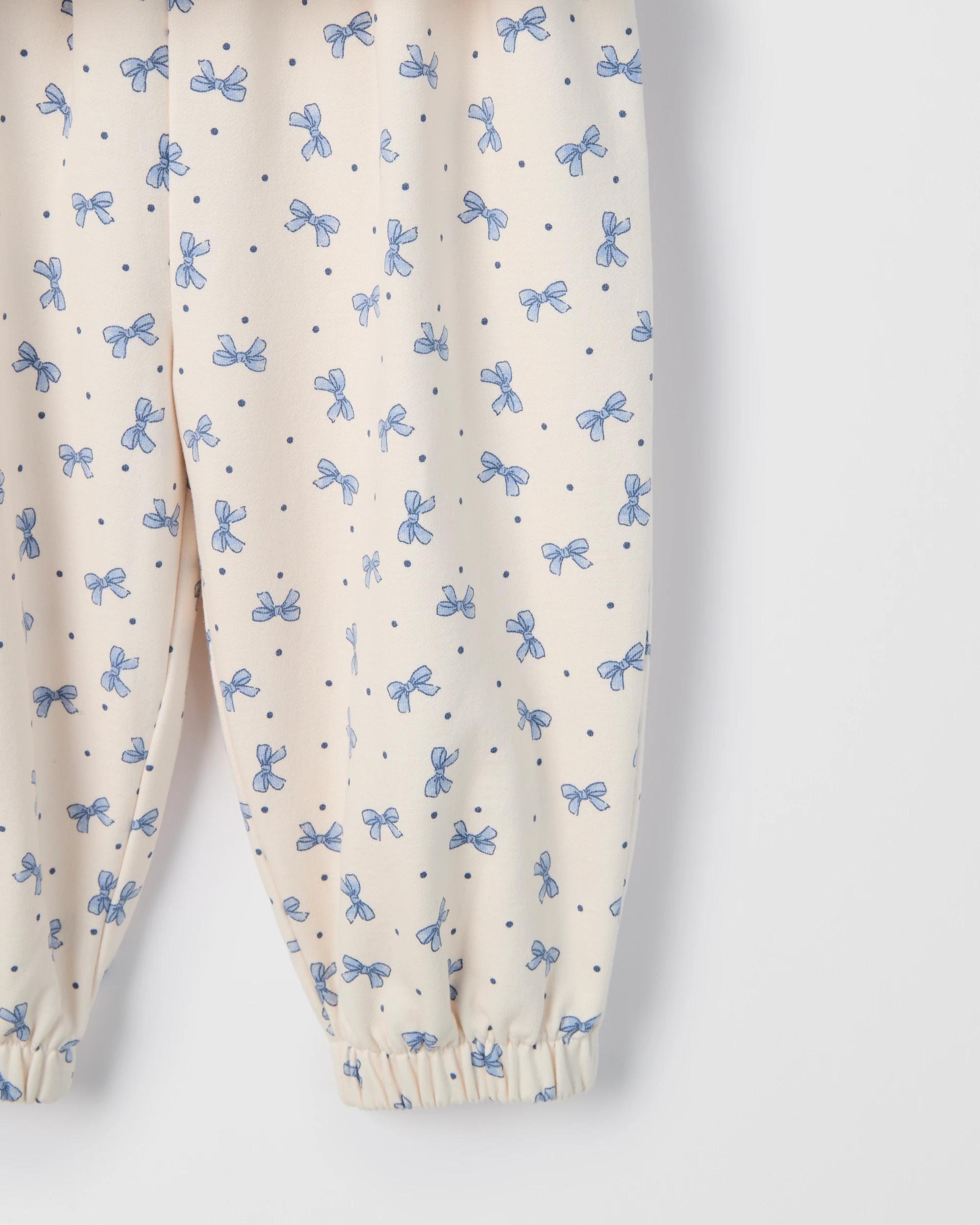 3 Target Baby Baby Organic Cotton Fleece Jumper & Pants Set BLUE BOWS, 3 of 3